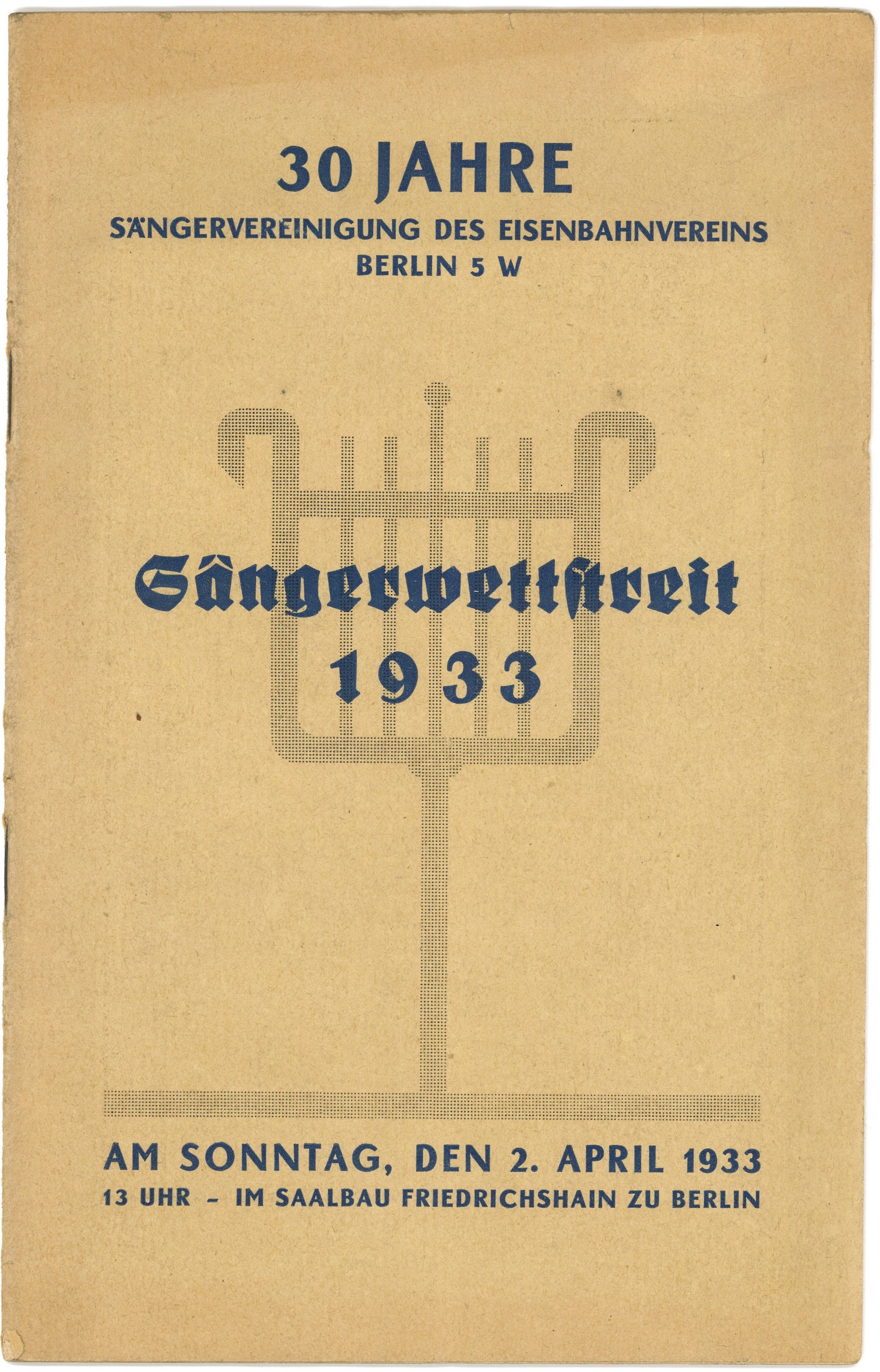 Programmheft für den Sängerwettstreit in Berlin 1933 (Landesgeschichtliche Vereinigung für die Mark Brandenburg e.V., Archiv CC BY)