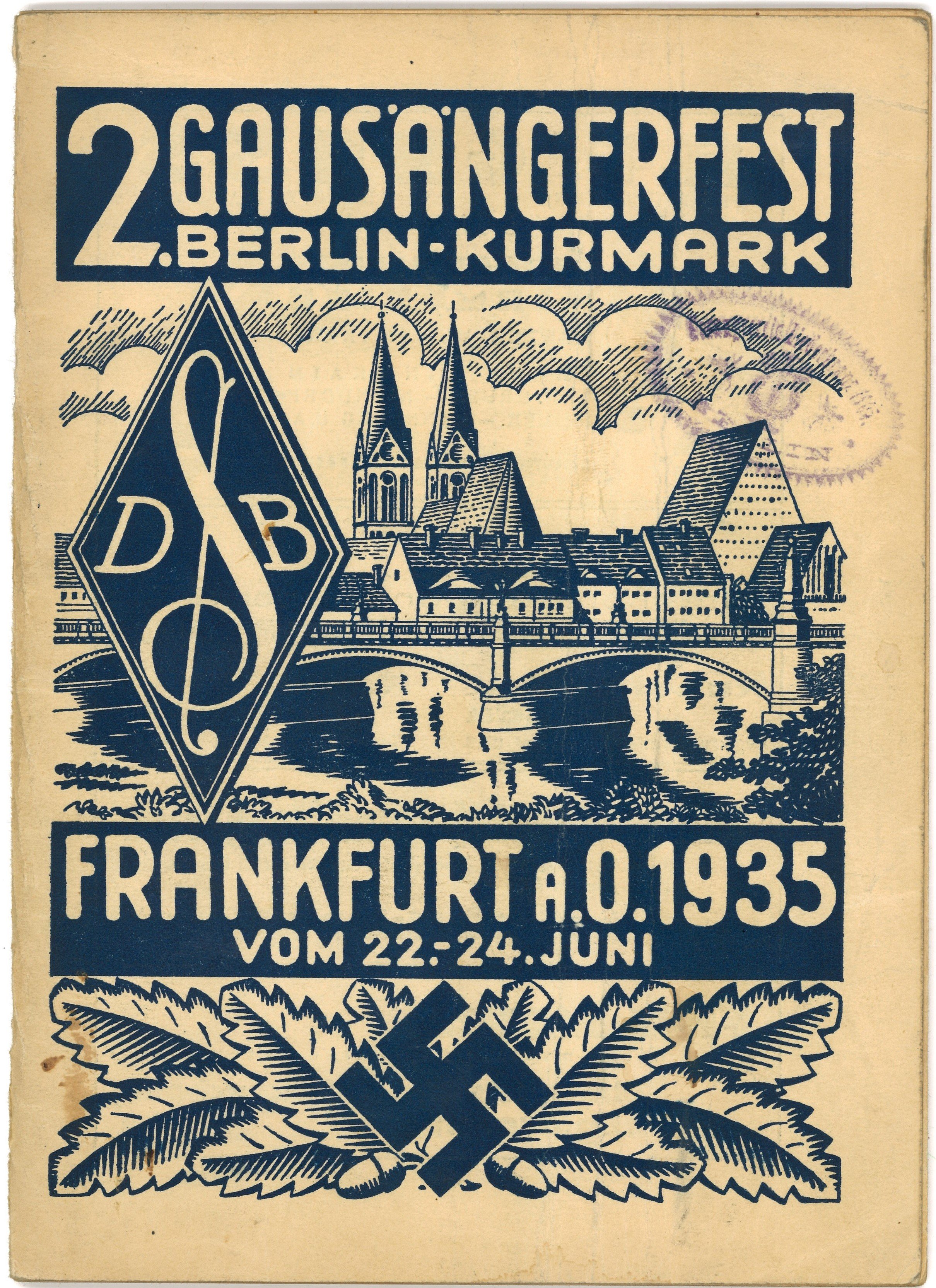Festbuch zum 2. Gausängerfest des Sängerbundes Berlin-Kurmark in Frankfurt (Oder) 1935 (Landesgeschichtliche Vereinigung für die Mark Brandenburg e.V., Archiv CC BY)