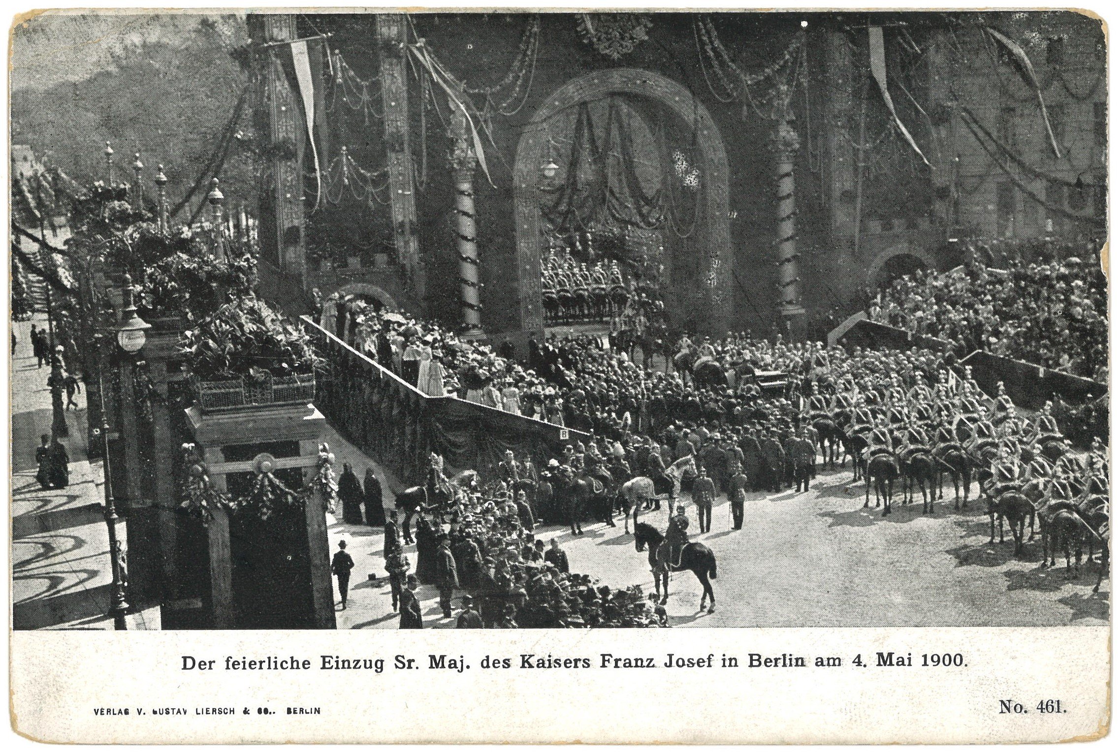 Berlin-Mitte: Pariser Platz, Einzug Kaiser Franz Josephs am 4. Mai 1900 (Landesgeschichtliche Vereinigung für die Mark Brandenburg e.V., Archiv CC BY)