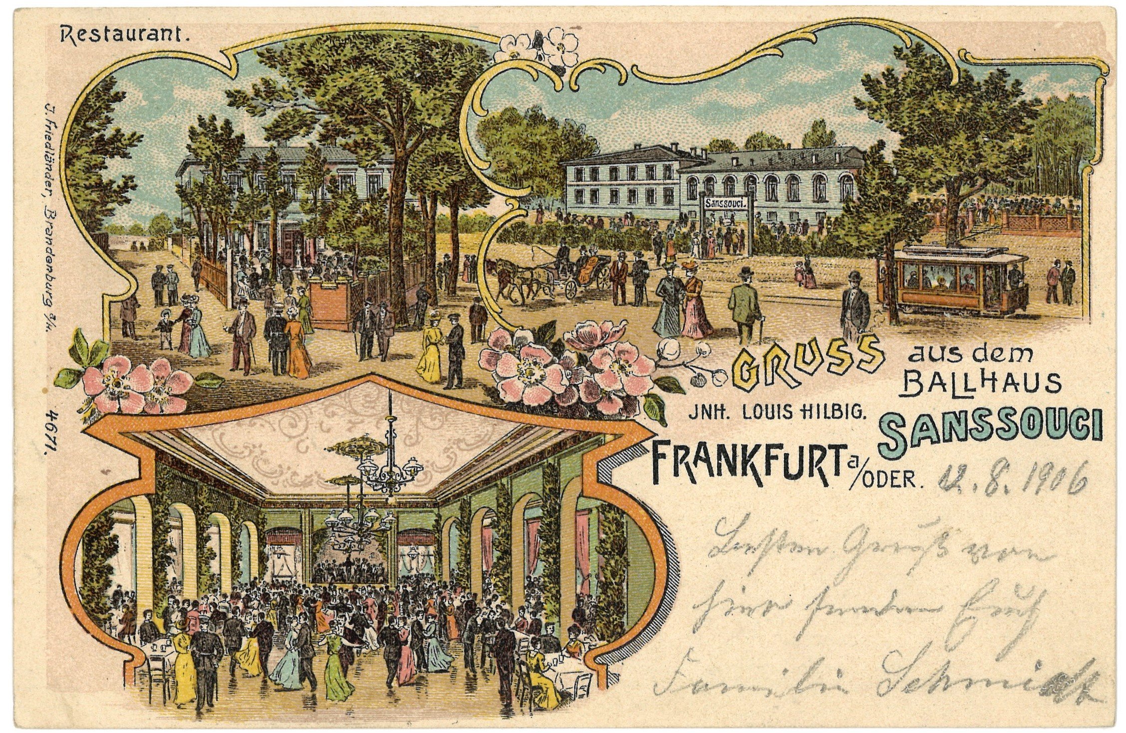 Frankfurt (Oder): Ballhaus Sanssouci (drei Ansichten) (Landesgeschichtliche Vereinigung für die Mark Brandenburg e.V., Archiv CC BY)
