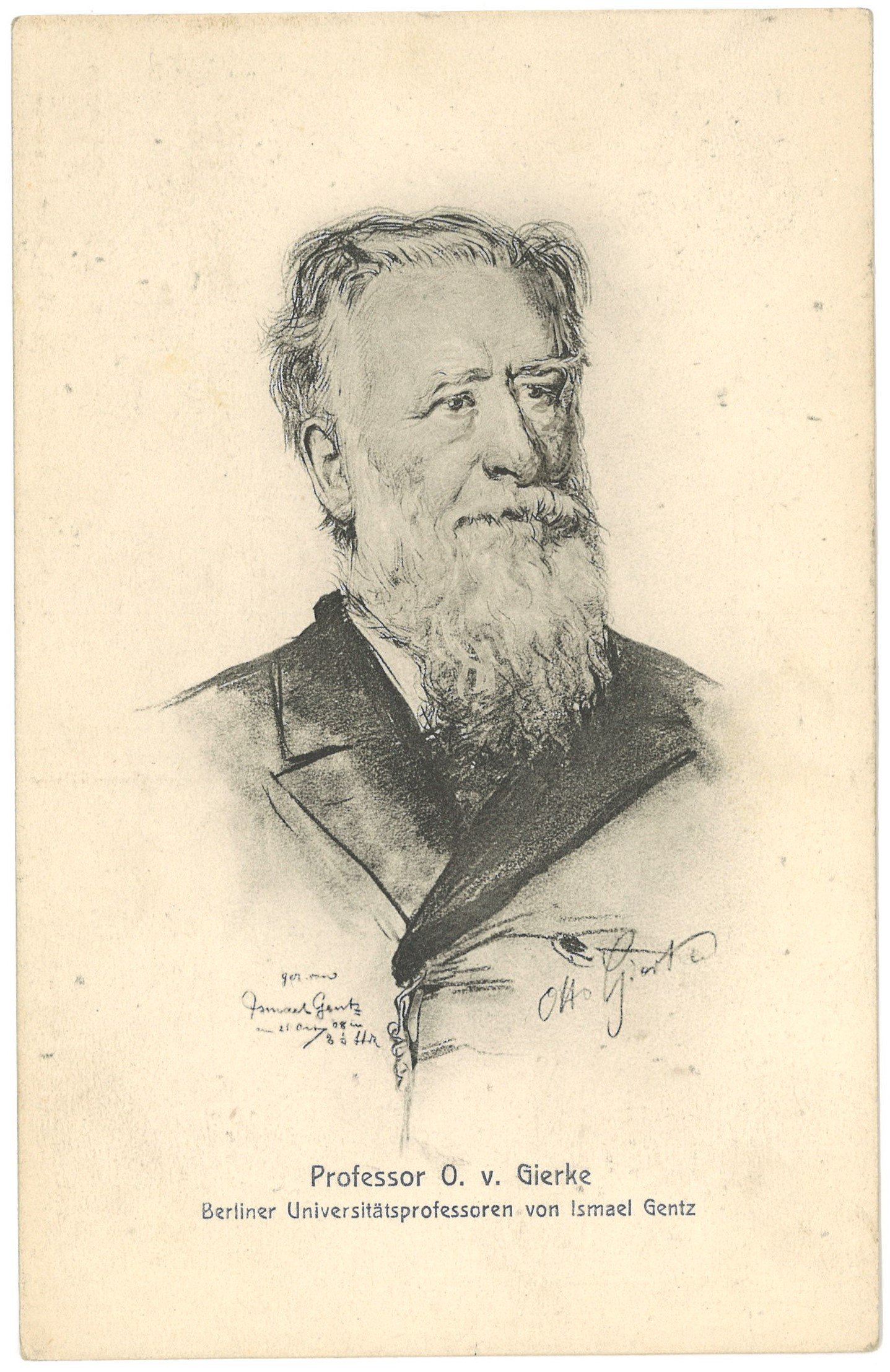 Gierke, Otto von (1841–1921), Jurist (Zeichnung von Ismael Gentz) (Landesgeschichtliche Vereinigung für die Mark Brandenburg e.V. CC BY)