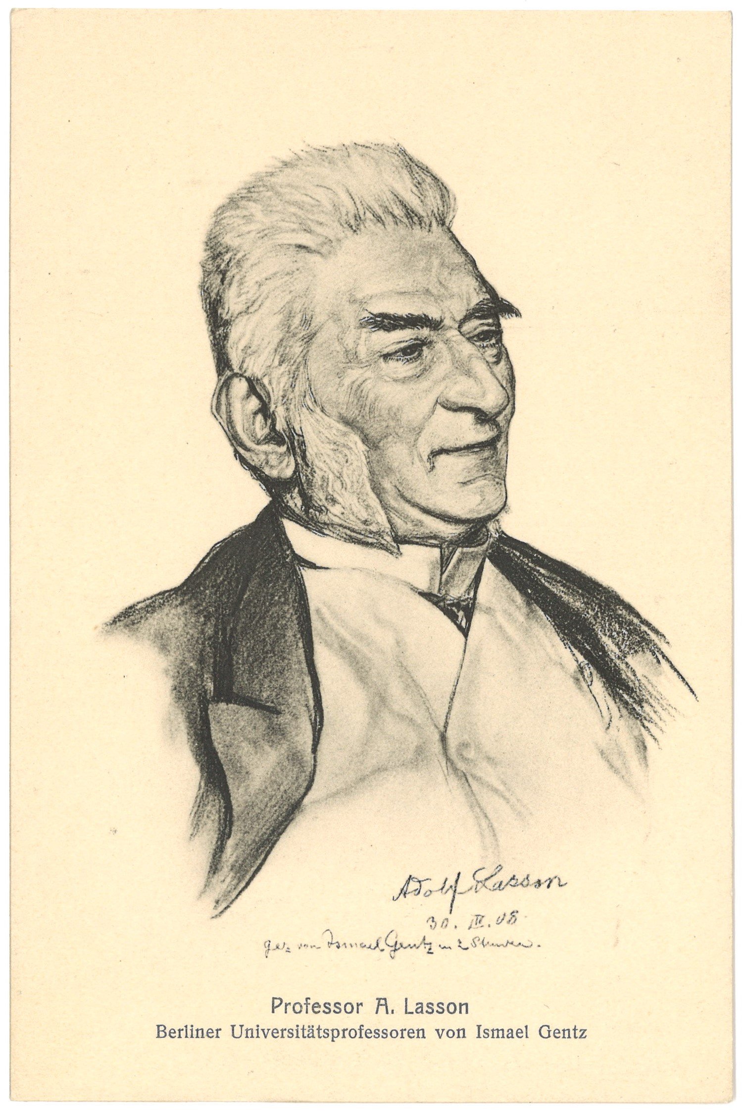 Lasson, Adolf (1832–1917), Philosoph (Zeichnung von Ismael Gentz) (Landesgeschichtliche Vereinigung für die Mark Brandenburg e.V. CC BY)