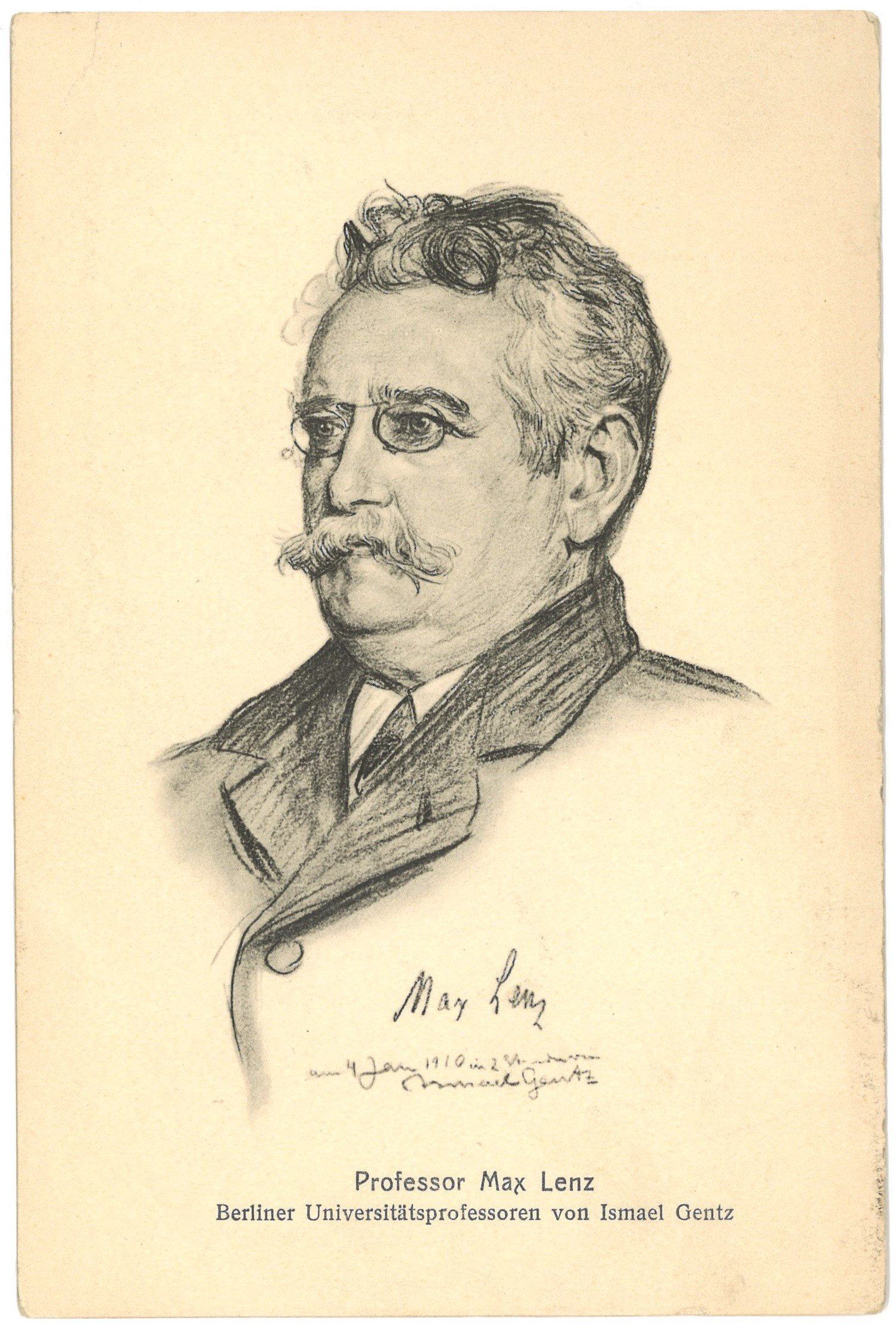 Lenz, Max (1850–1932), Historiker (Zeichnung von Ismael Gentz) (Landesgeschichtliche Vereinigung für die Mark Brandenburg e.V. CC BY)