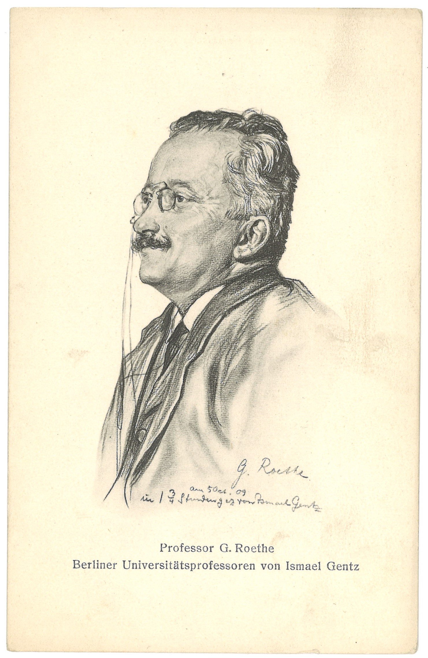 Roethe, Gustav (1859–1926), Germanist (Zeichnung von Ismael Gentz) (Landesgeschichtliche Vereinigung für die Mark Brandenburg e.V. CC BY)