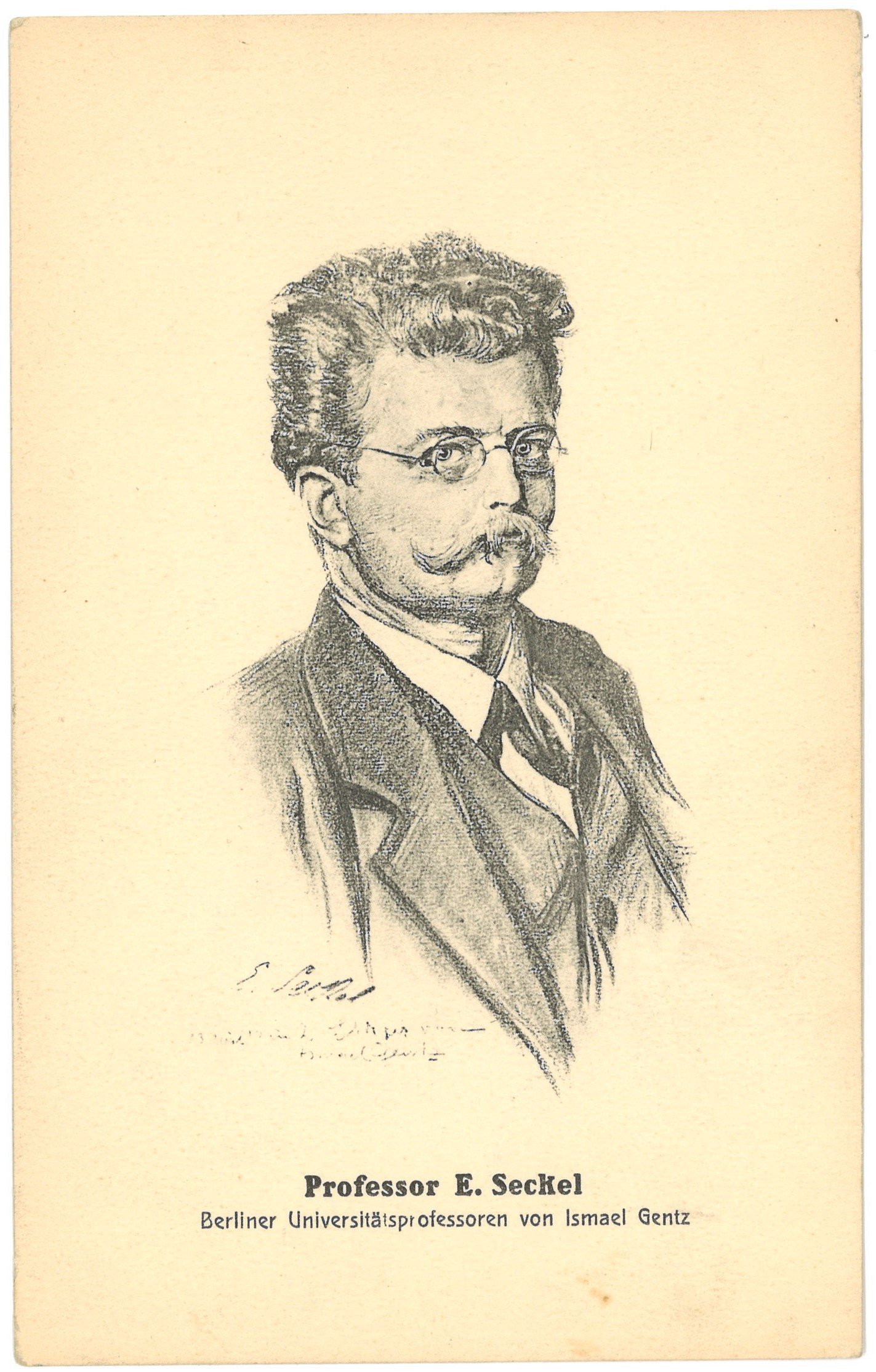 Seckel, Emil (1864–1924), Rechtswissenschaftler (Zeichnung von Ismael Gentz) (Landesgeschichtliche Vereinigung für die Mark Brandenburg e.V. CC BY)