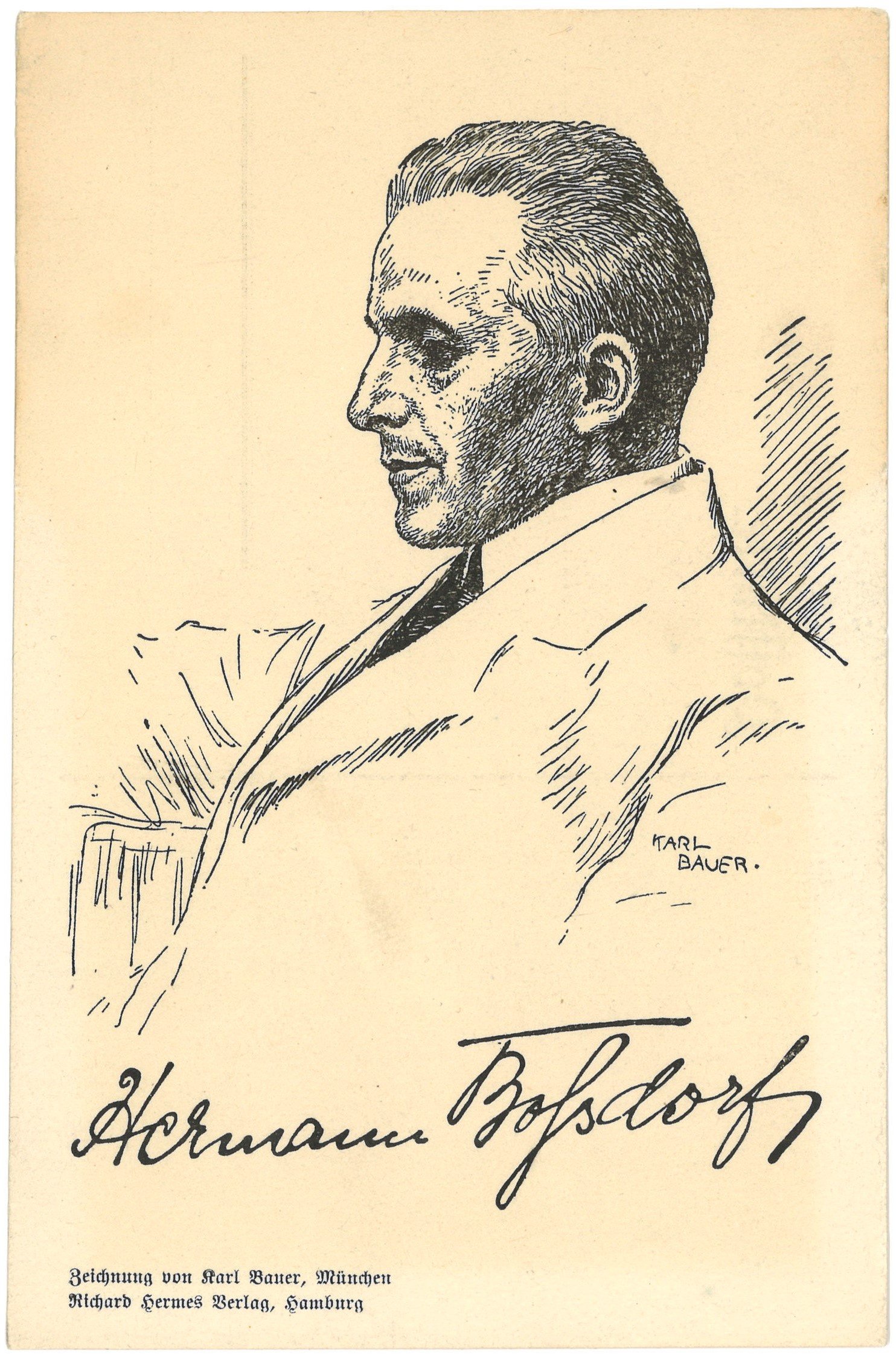 Boßdorf, Hermann (1877–1921), Dichter (Zeichnung von Karl Bauer) (Landesgeschichtliche Vereinigung für die Mark Brandenburg e.V. CC BY)