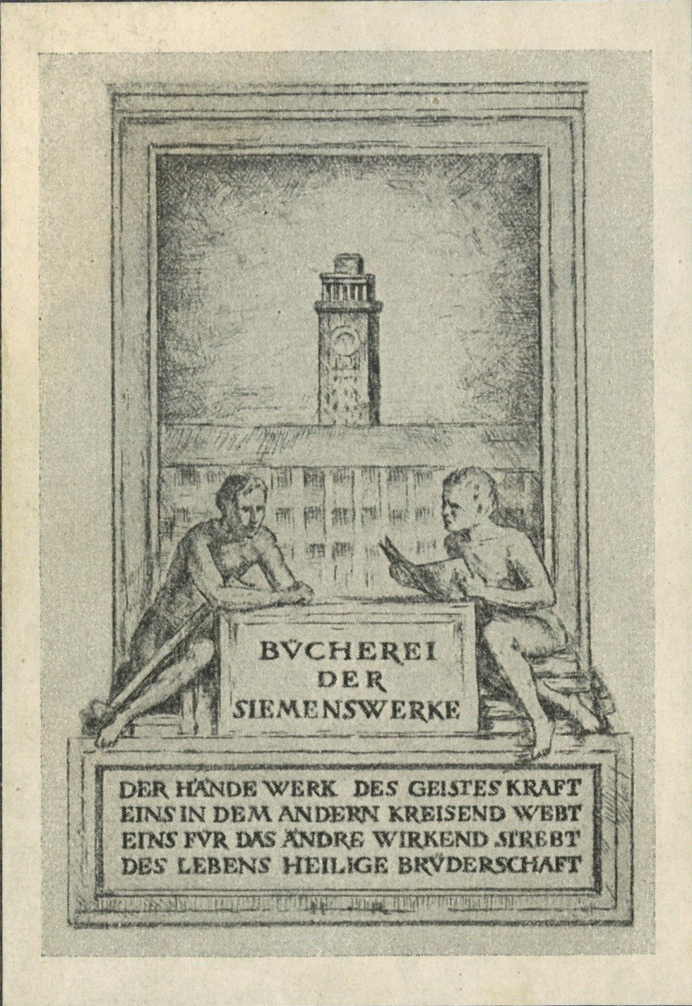 Exlibris der Bücherei der Siemenswerke (Landesgeschichtliche Vereinigung für die Mark Brandenburg e.V. CC BY)