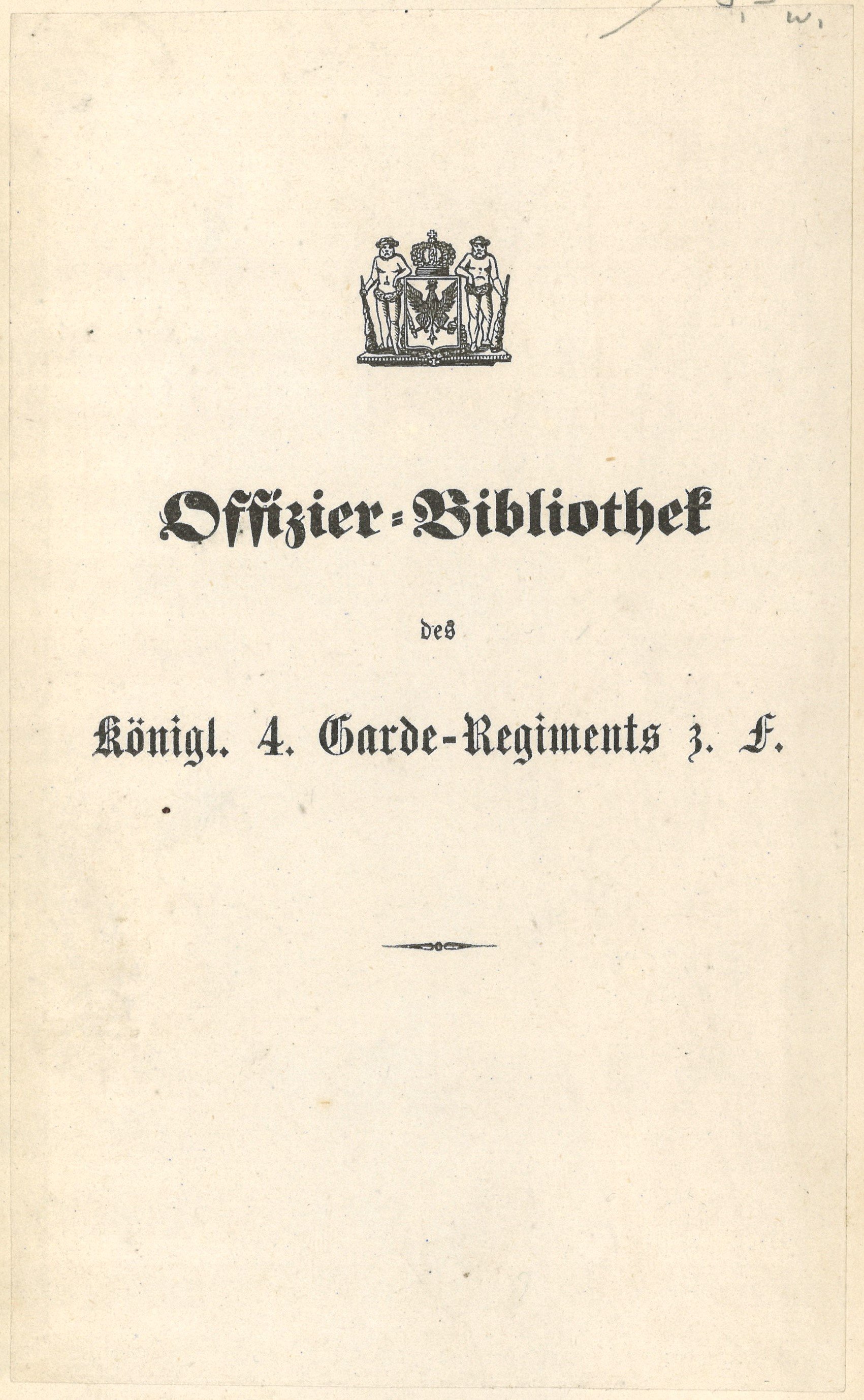Exlibris der Offizier-Bibliothek des 4. Garde-Regiments zu Fuß (Landesgeschichtliche Vereinigung für die Mark Brandenburg e.V. CC BY)