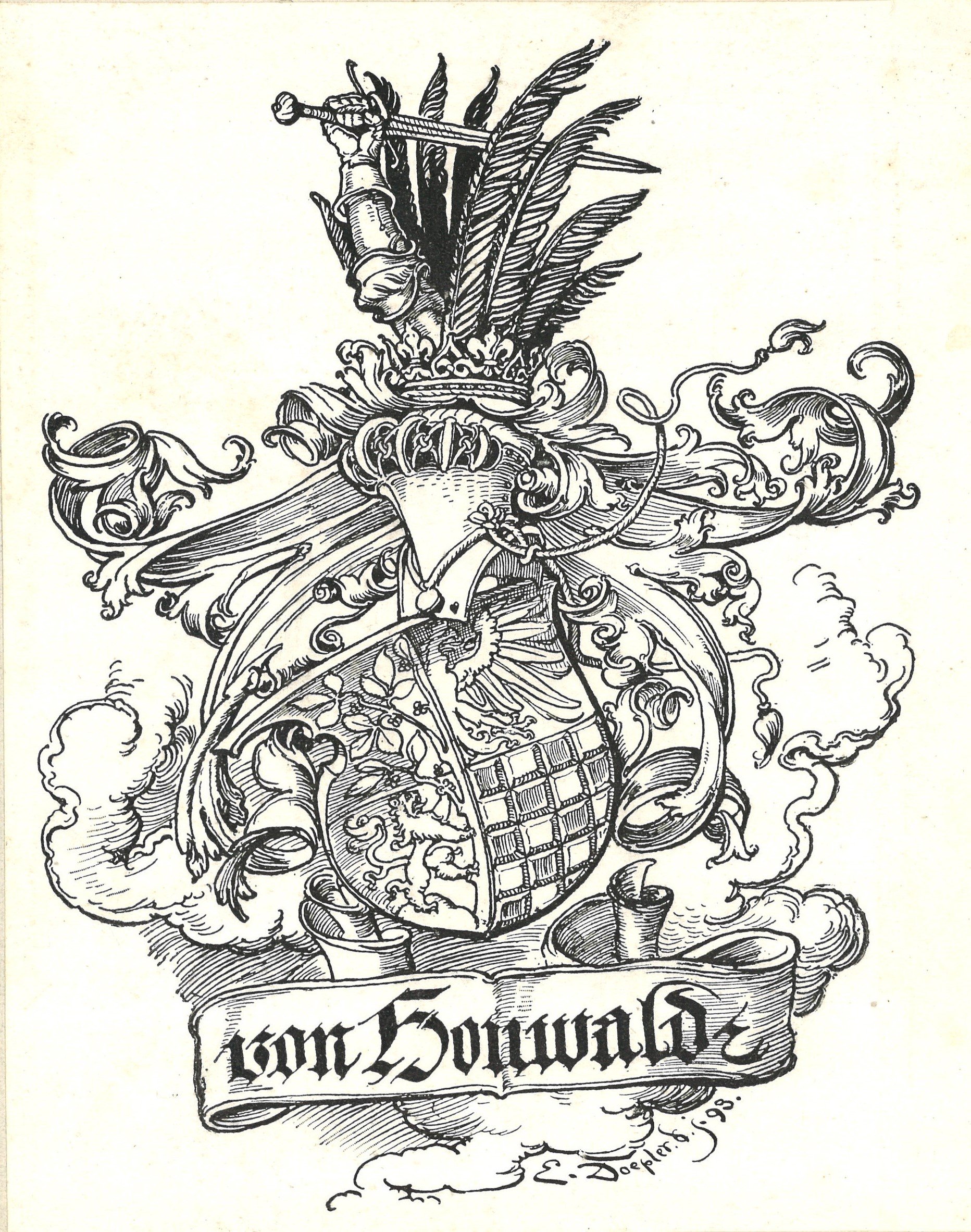 Exlibris [Albrecht Frhr.] von Houwald (Landesgeschichtliche Vereinigung für die Mark Brandenburg e.V. CC BY)