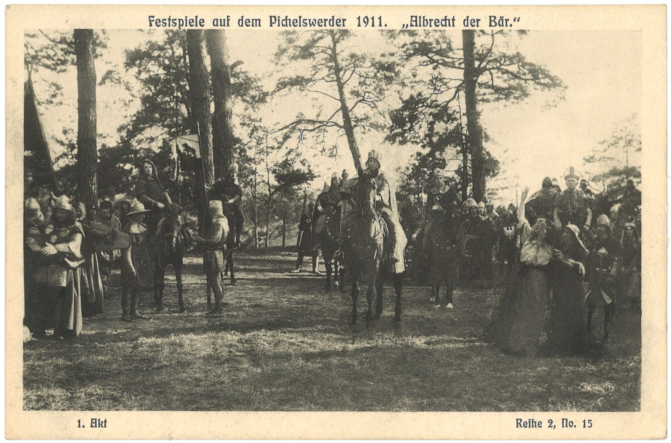 Berlin-Spandau: Festspiele auf dem Pichelswerder 1911. "Albrecht der Bär", 1. Akt (Landesgeschichtliche Vereinigung für die Mark Brandenburg e.V. CC BY)