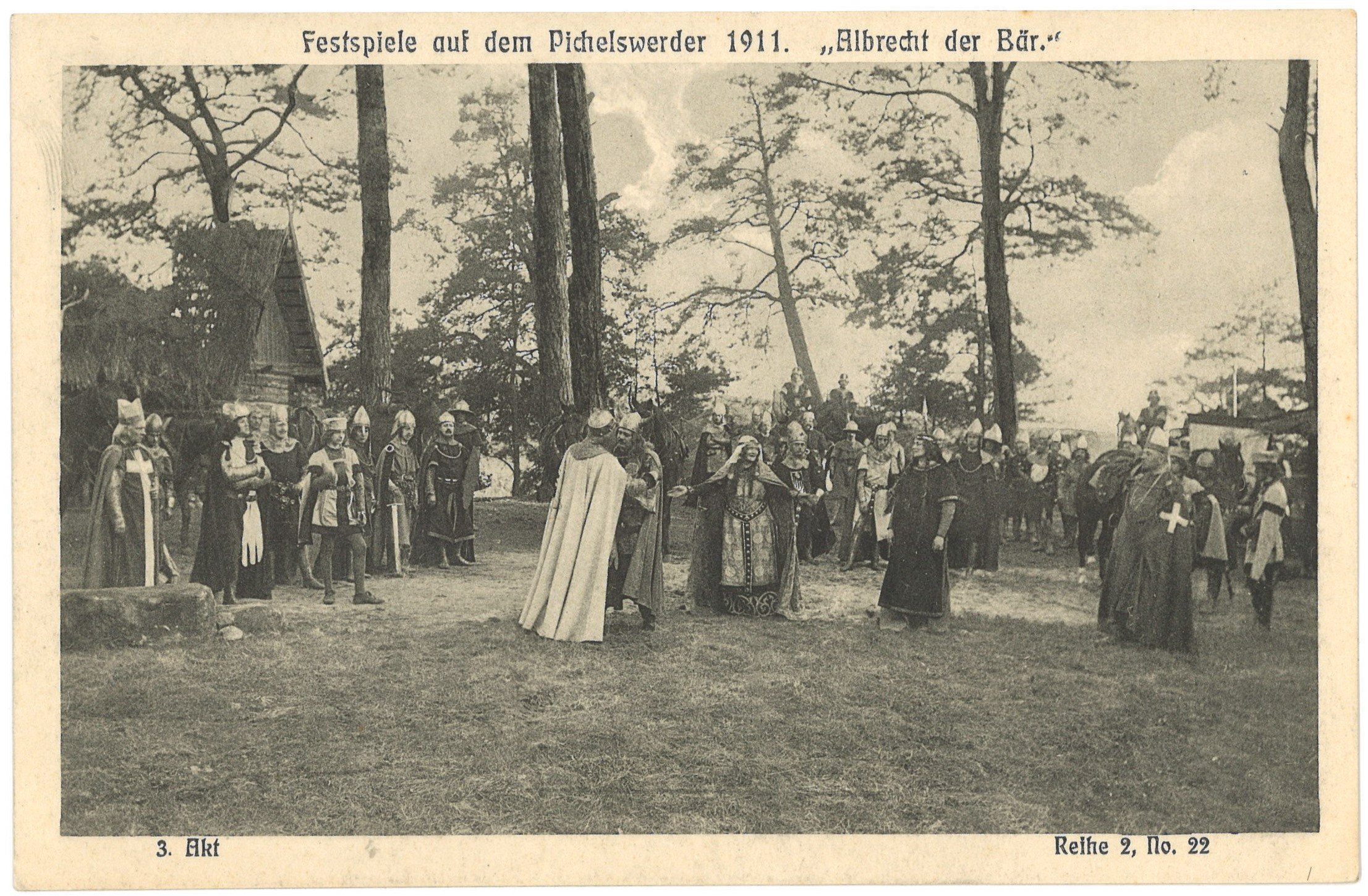 Berlin-Spandau: Festspiele auf dem Pichelswerder 1911. "Albrecht der Bär", 3. Akt (Landesgeschichtliche Vereinigung für die Mark Brandenburg e.V. CC BY)
