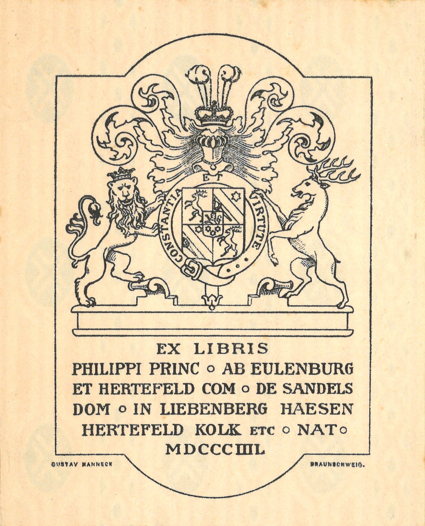 Exlibris Philipp Fürst zu Eulenburg-Hertefeld (Landesgeschichtliche Vereinigung für die Mark Brandenburg e.V. CC BY)
