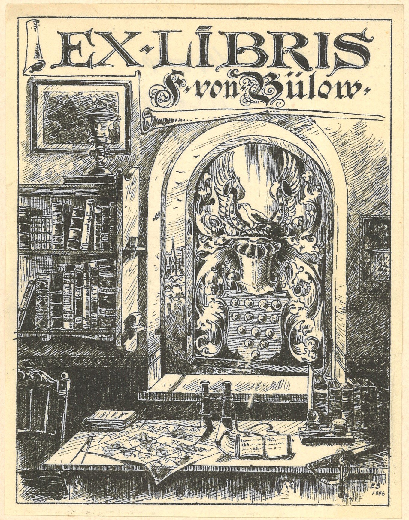Exlibris F. von Bülow (Landesgeschichtliche Vereinigung für die Mark Brandenburg e.V. CC BY)