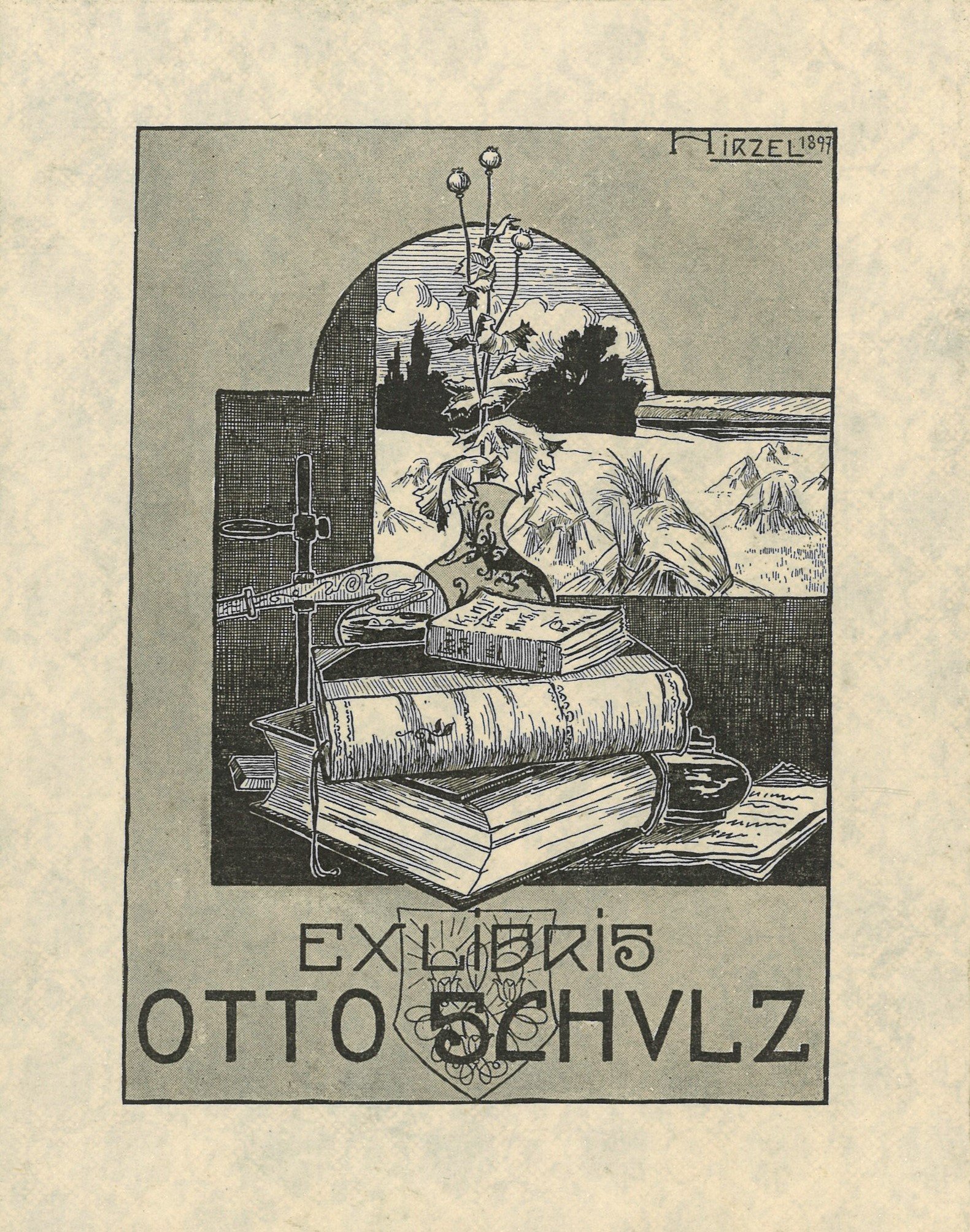 Exlibris Otto Schulz (Landesgeschichtliche Vereinigung für die Mark Brandenburg e.V. CC BY)