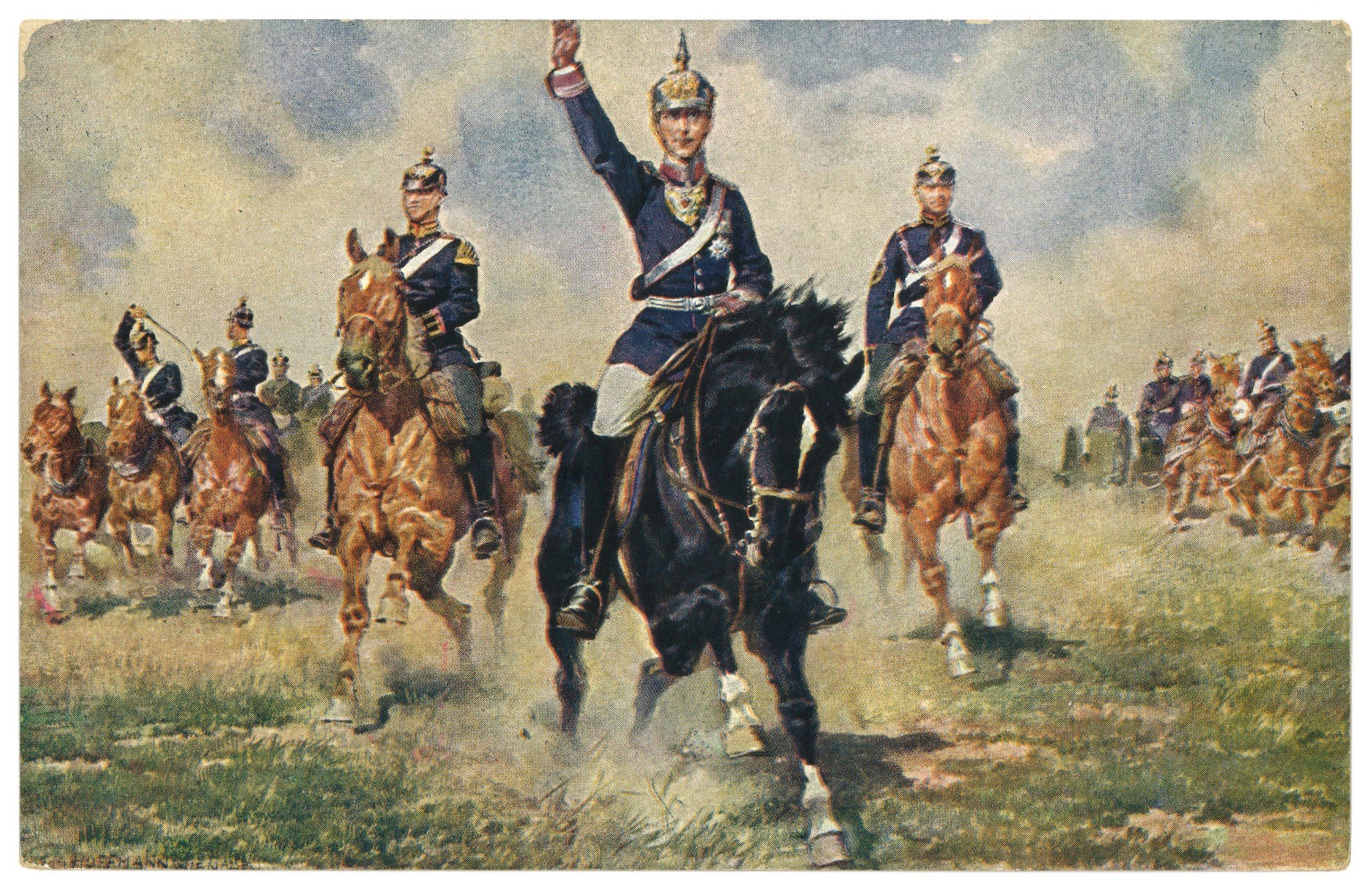 Kronprinz Wilhelm an der Spitze preußischer Feldartillerie