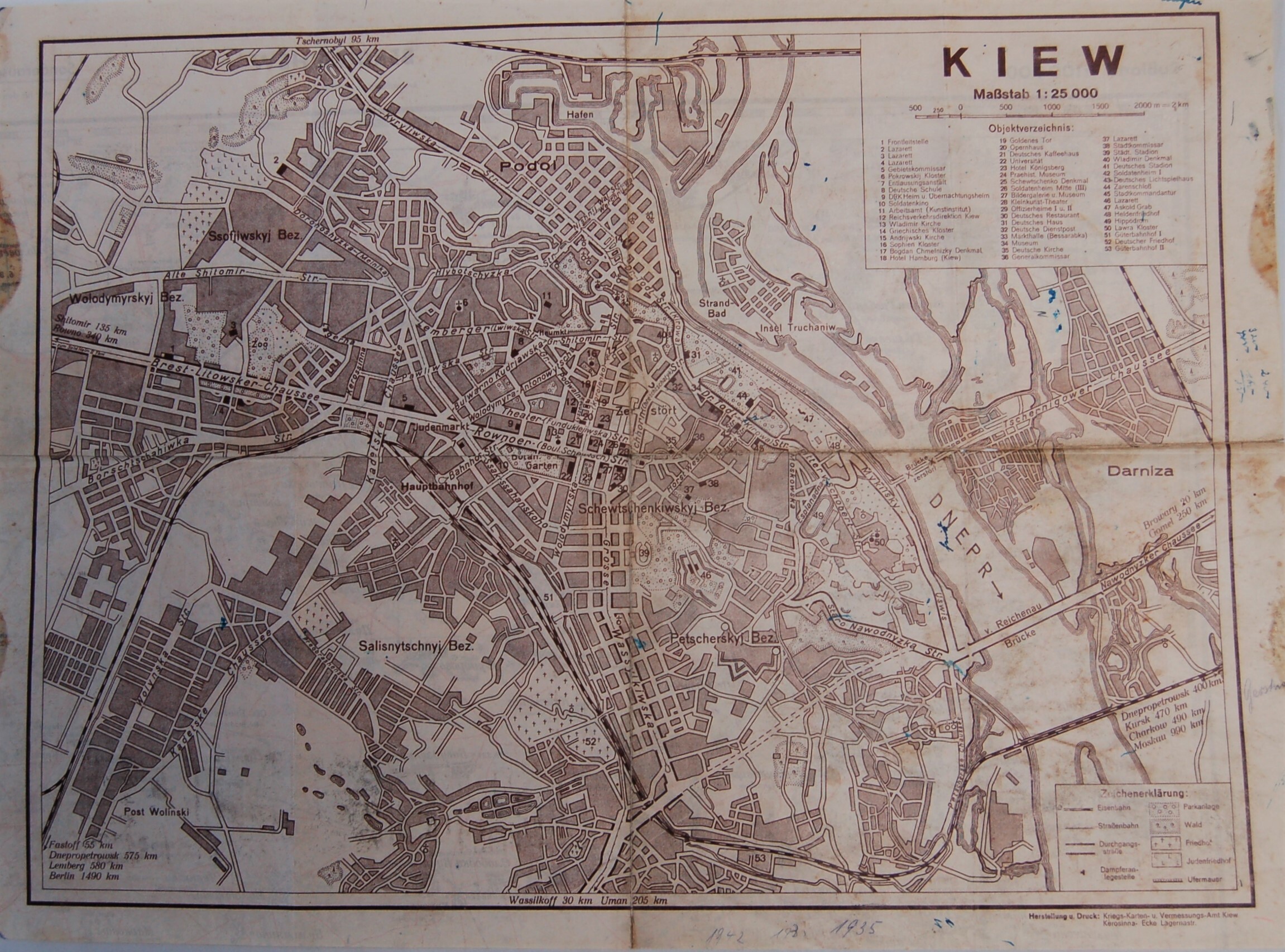 Deutscher Stadtplan von Kiew, 1941 (Deutsch-Russisches Museum Berlin-Karlshorst CC BY-NC-SA)