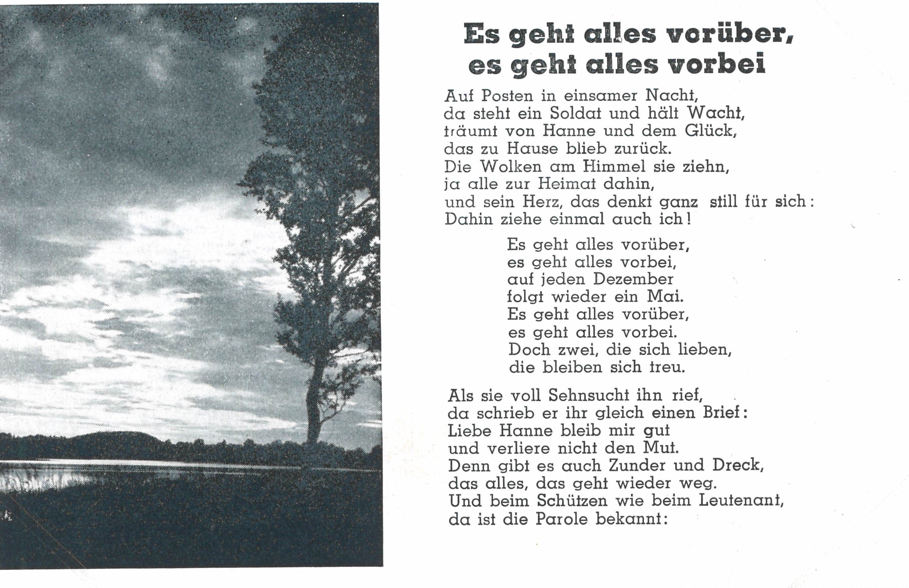 Postkarte mit Liedtext von Lale Andersen mit russischer Übersetzung, 1941 (Deutsch-Russisches Museum Berlin-Karlshorst CC BY-NC-SA)