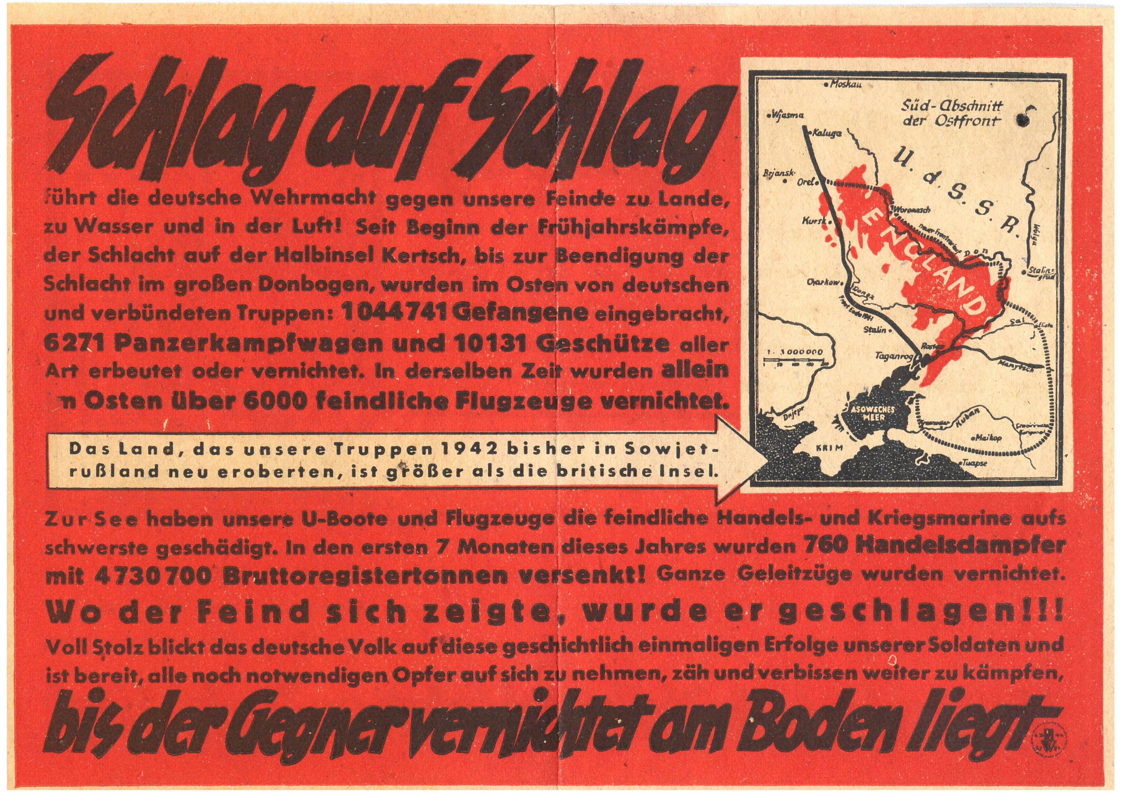 Flugblatt "Schlag auf Schlag", um 1943 (Deutsch-Russisches Museum Berlin-Karlshorst CC BY-NC-SA)