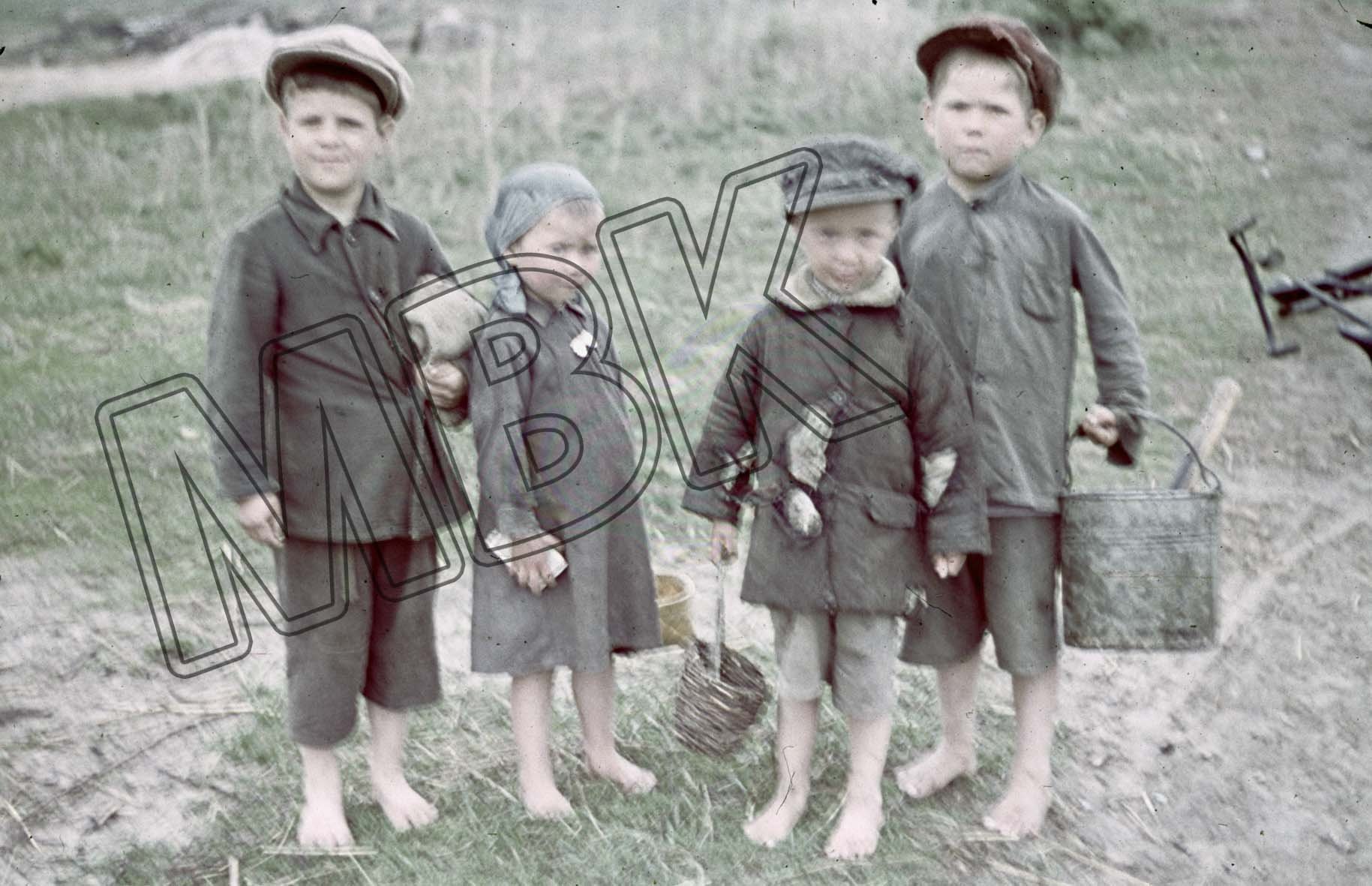 Vier kleine Kinder, Jarcevo (Jarzewo), Mai 1942 (Museum Berlin-Karlshorst RR-P)