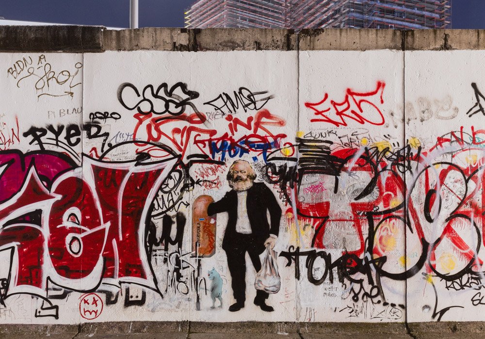 Gottfried Schenk: East Side Gallery, Westseite mit Karl-Marx-Graffito, 2021 (© Gottfried Schenk RR-F)