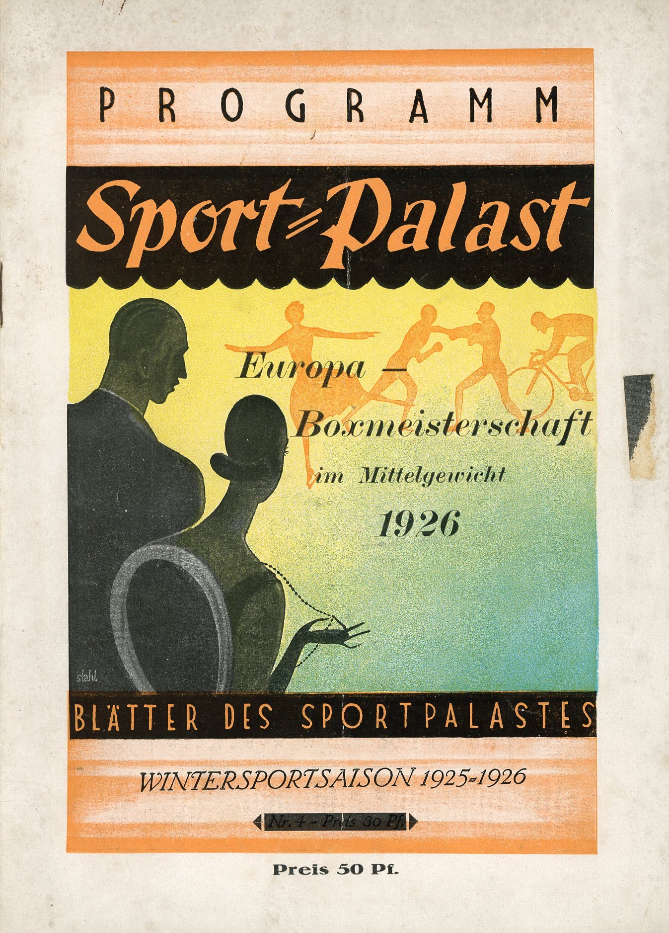 Programm "Europa-Boxmeisterschaft im Mittelgewicht 1926" (Sportmuseum Berlin CC BY-NC-SA)