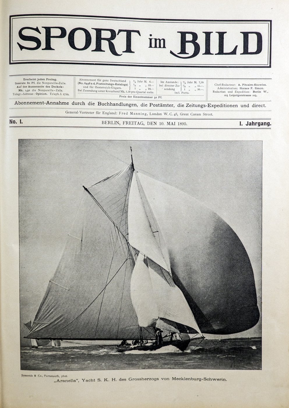 Titelbild erste Ausgabe, Sport im Bild, No.:1, 10.Mai 1895, Berlin (Sportmuseum Berlin CC BY-NC-SA)