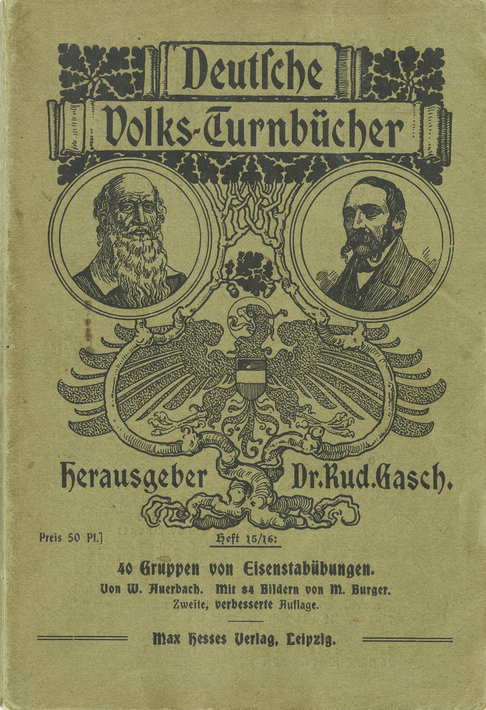 Deutsche Volks-Turnbücher, Heft 15./16. - 40 Gruppen von Eisenstabübungen, zweite verbesserte Auflage (Sportmuseum Berlin CC BY-NC-SA)