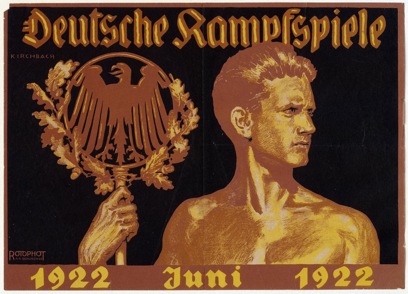 Werbeplakat für die ersten Deutschen Kampfspiele (Sportmuseum Berlin CC0)