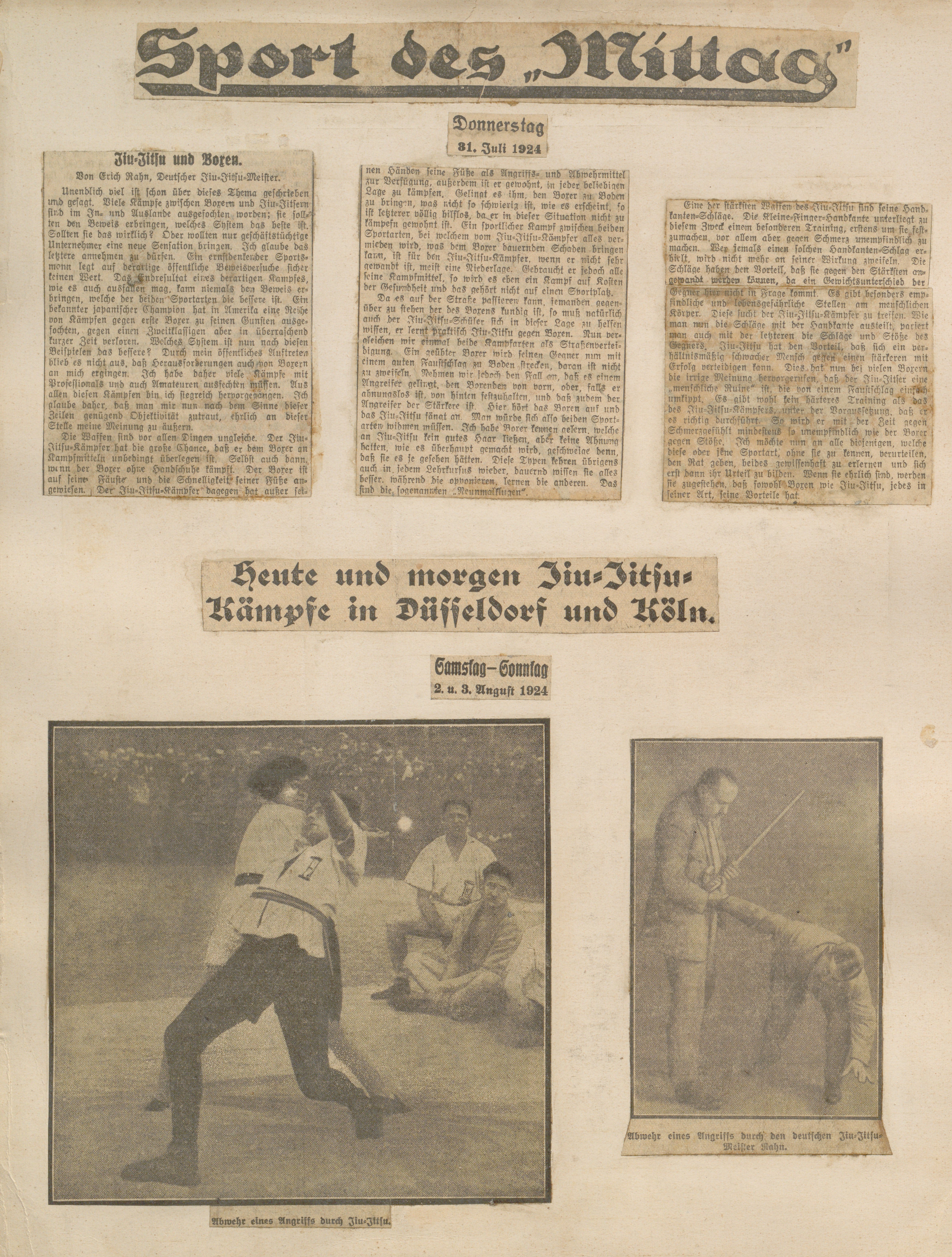 Album Erich Rahn; Zeitungsartikel in Sport des Mittag (Sportmuseum Berlin CC0)