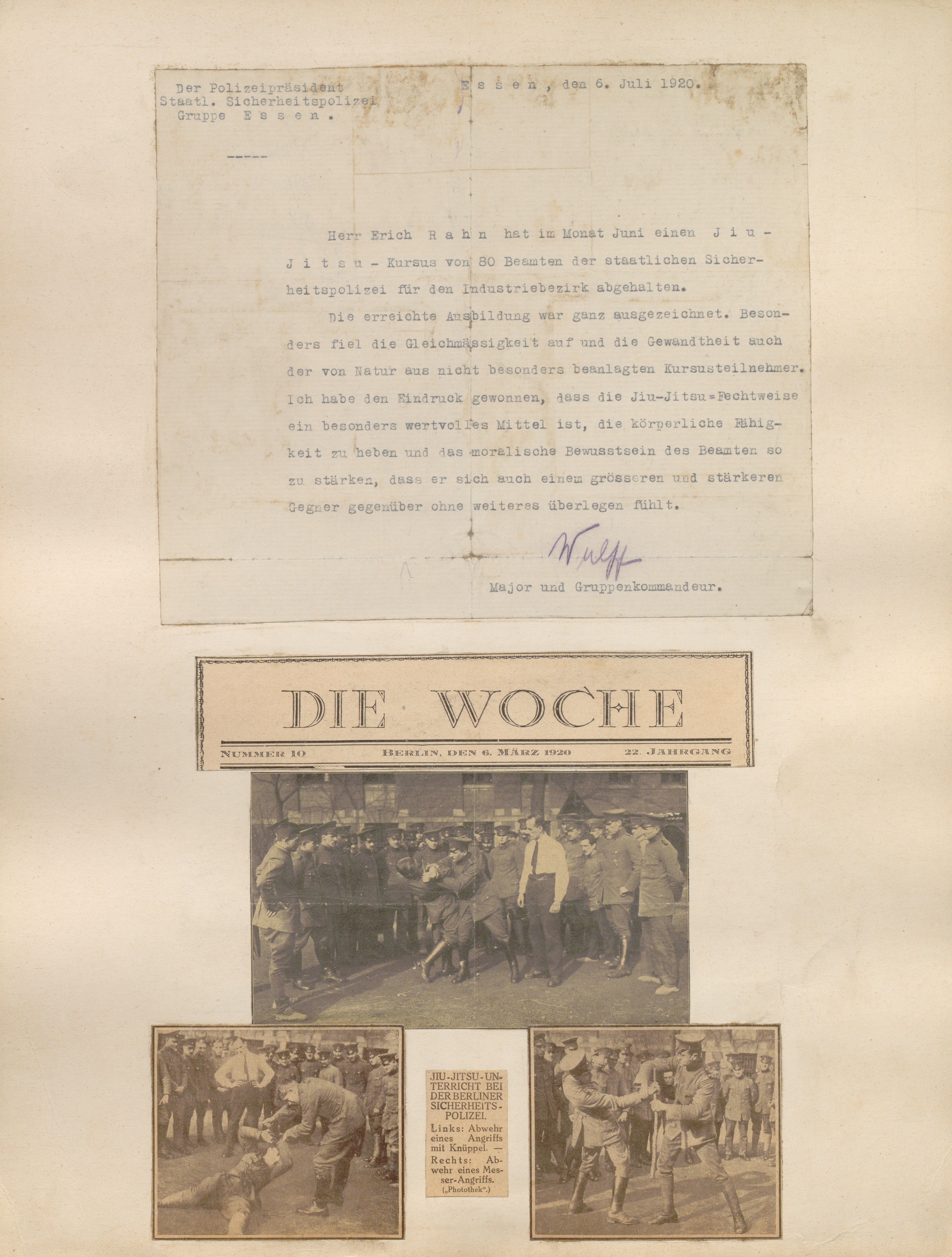 Album Erich Rahn; Schreiben des Essener Polizeipräsidenten (Sportmuseum Berlin CC0)