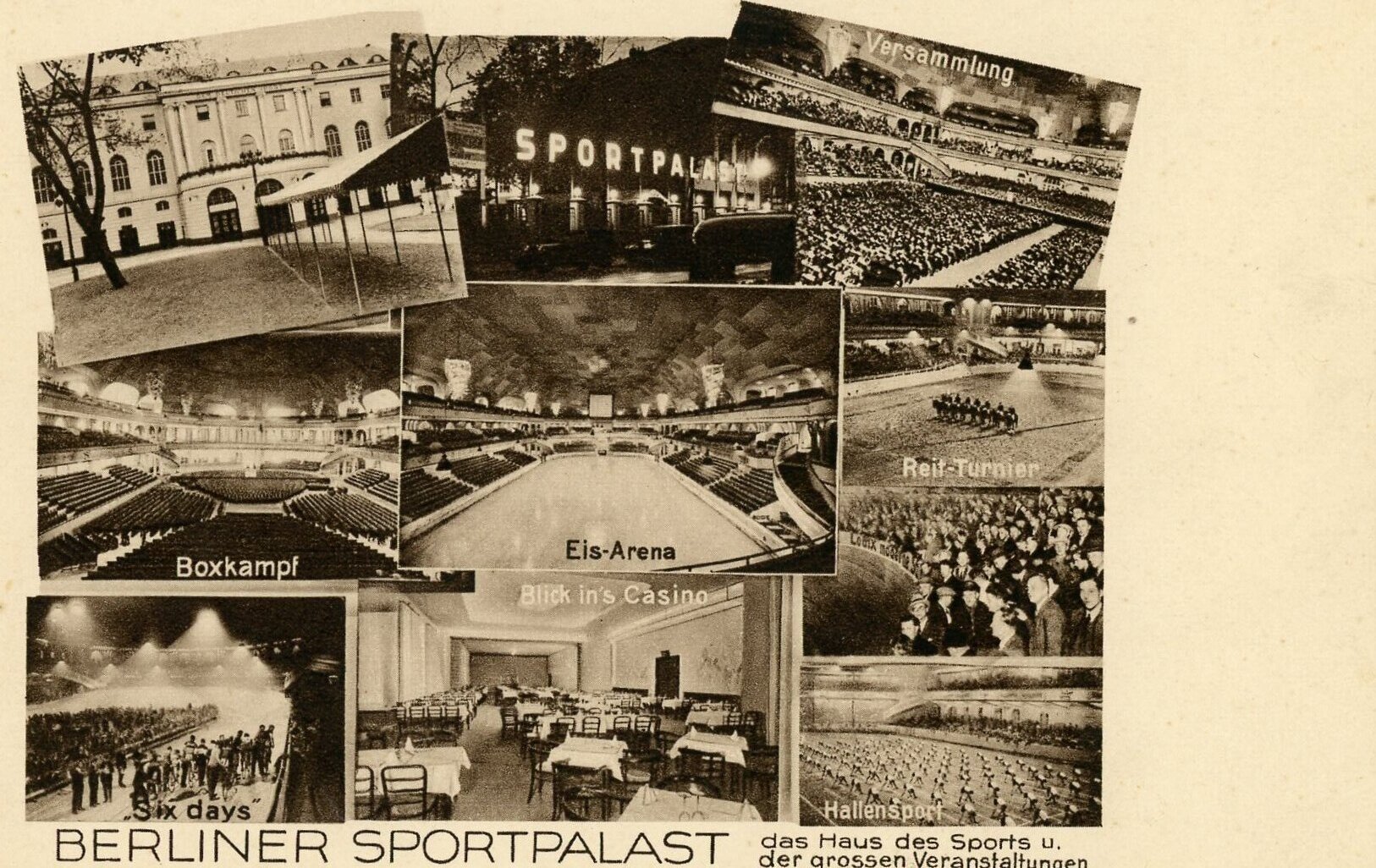 Postkarte "Berliner Sportpalast" (Sportmuseum Berlin CC0)