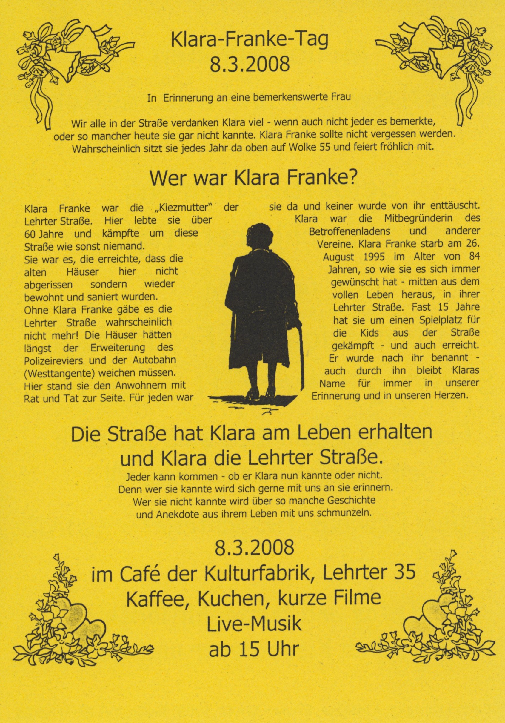 Fotokopierter Flyer zum Klara-Franke-Tag am 08.03.2008 (B-Laden CC BY-NC-SA)