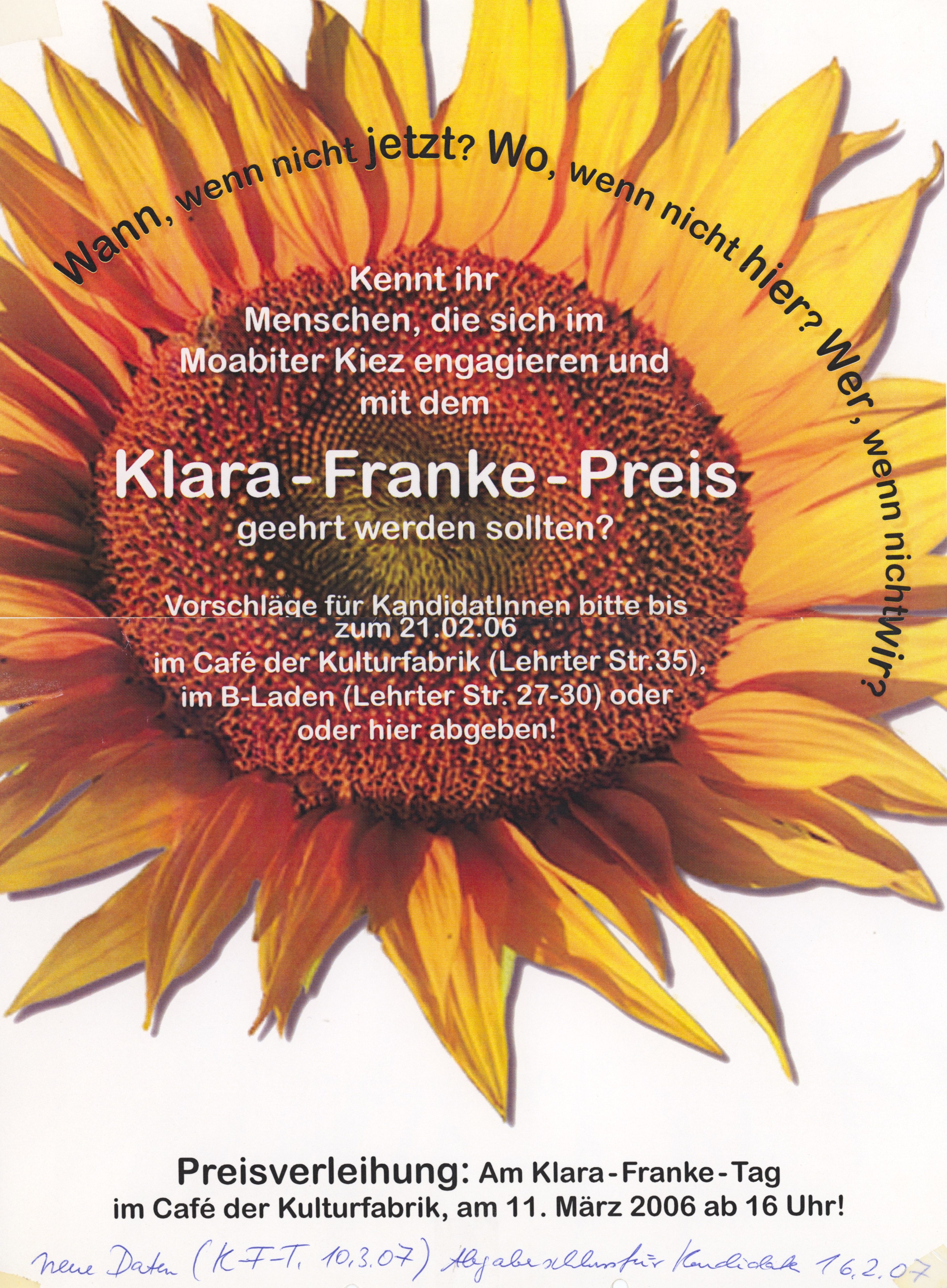 Plakat zum Klara-Franke-Preis 2006 (B-Laden CC BY-NC-SA)