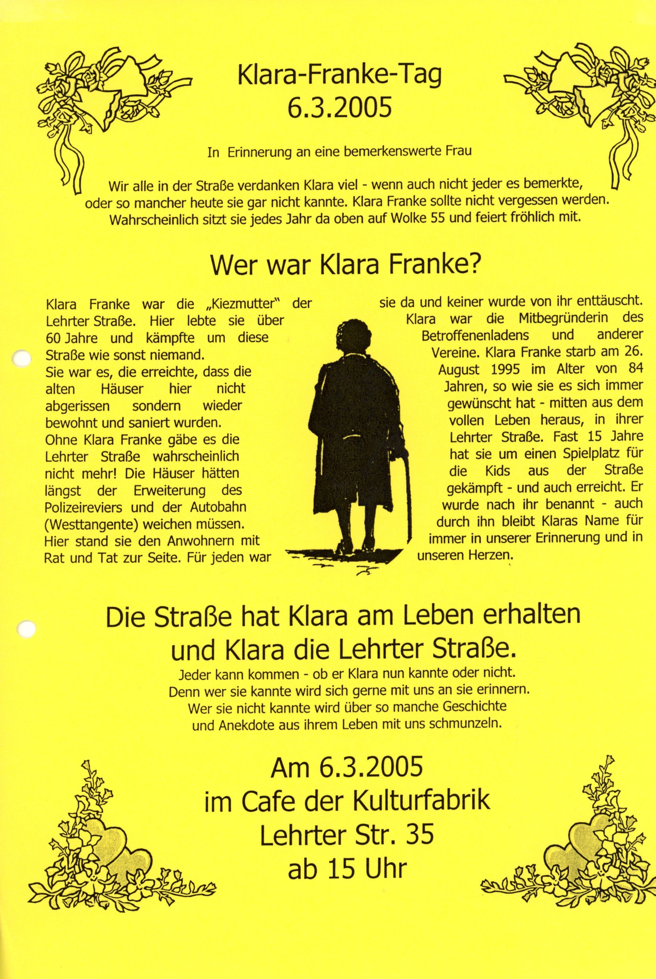 Flyer zum Klara-Franke-Tag 2005 (B-Laden CC BY-NC-SA)