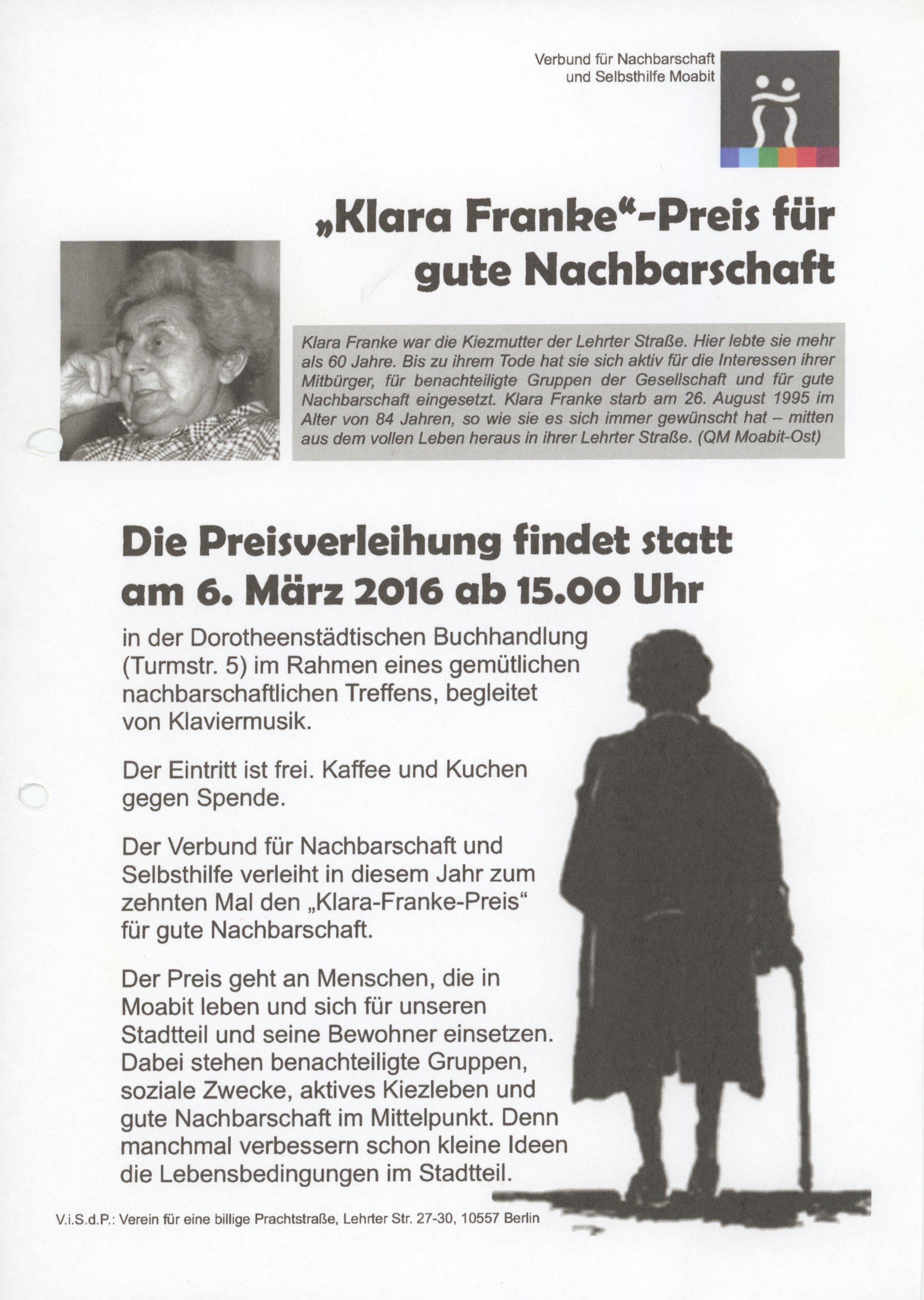 Flyer zur Klara-Franke-Preisverleihung 2016 (B-Laden CC BY-NC-SA)