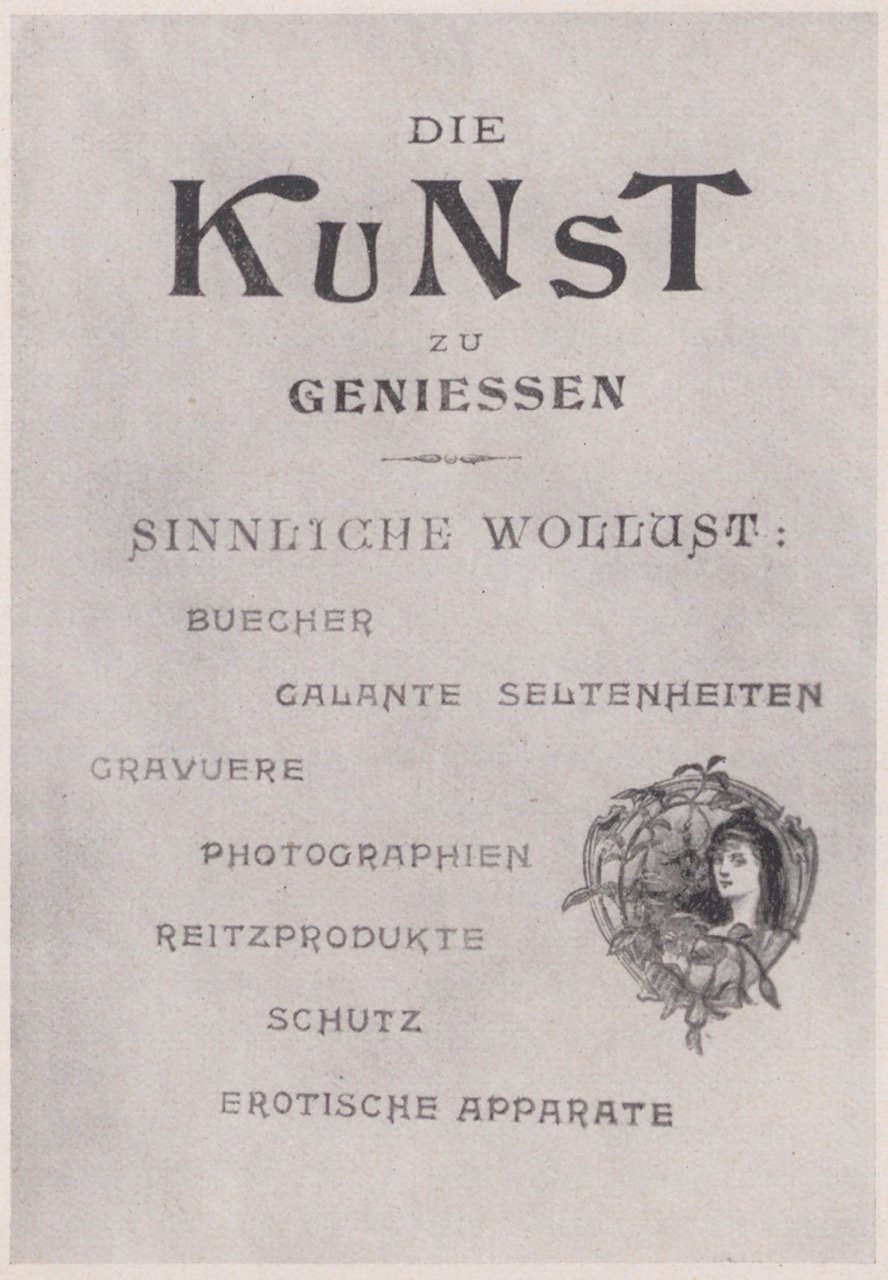Abbildung eines Prospekts mit dem Titel „Die Kunst zu genießen“ (Magnus-Hirschfeld-Gesellschaft Public Domain Mark)