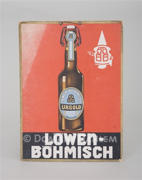 Reklameschild für &quot;Urgold&quot;-Bier von &quot;Löwen-Böhmisch&quot; (Stiftung Domäne Dahlem - Landgut und Museum CC BY-NC-SA)