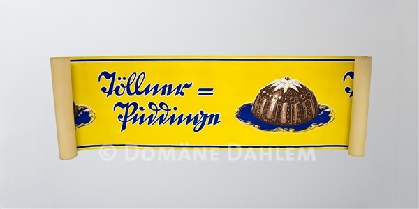 Werbedruck &quot;Töllner Puddinge&quot; (Stiftung Domäne Dahlem - Landgut und Museum CC BY-NC-SA)