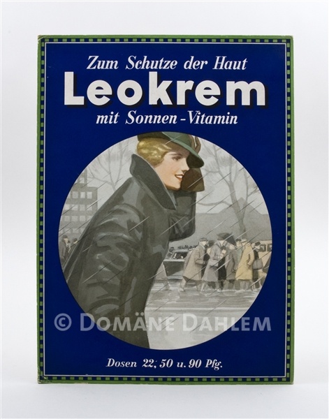 Reklameschild &quot;Leokrem&quot; (Stiftung Domäne Dahlem - Landgut und Museum CC BY-NC-SA)