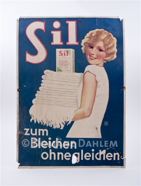 Reklameschild &quot;Sil - zum Bleichen ohne gleichen&quot; (Stiftung Domäne Dahlem - Landgut und Museum CC BY-NC-SA)