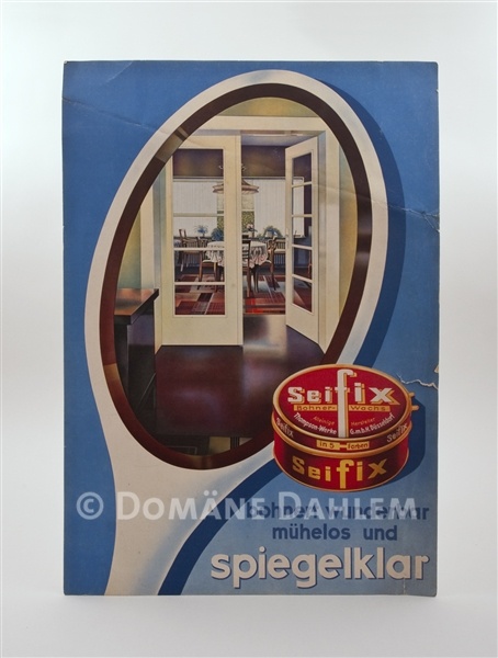 Reklameschild für Bohnerwachs &quot;Seifix&quot; (Stiftung Domäne Dahlem - Landgut und Museum CC BY-NC-SA)