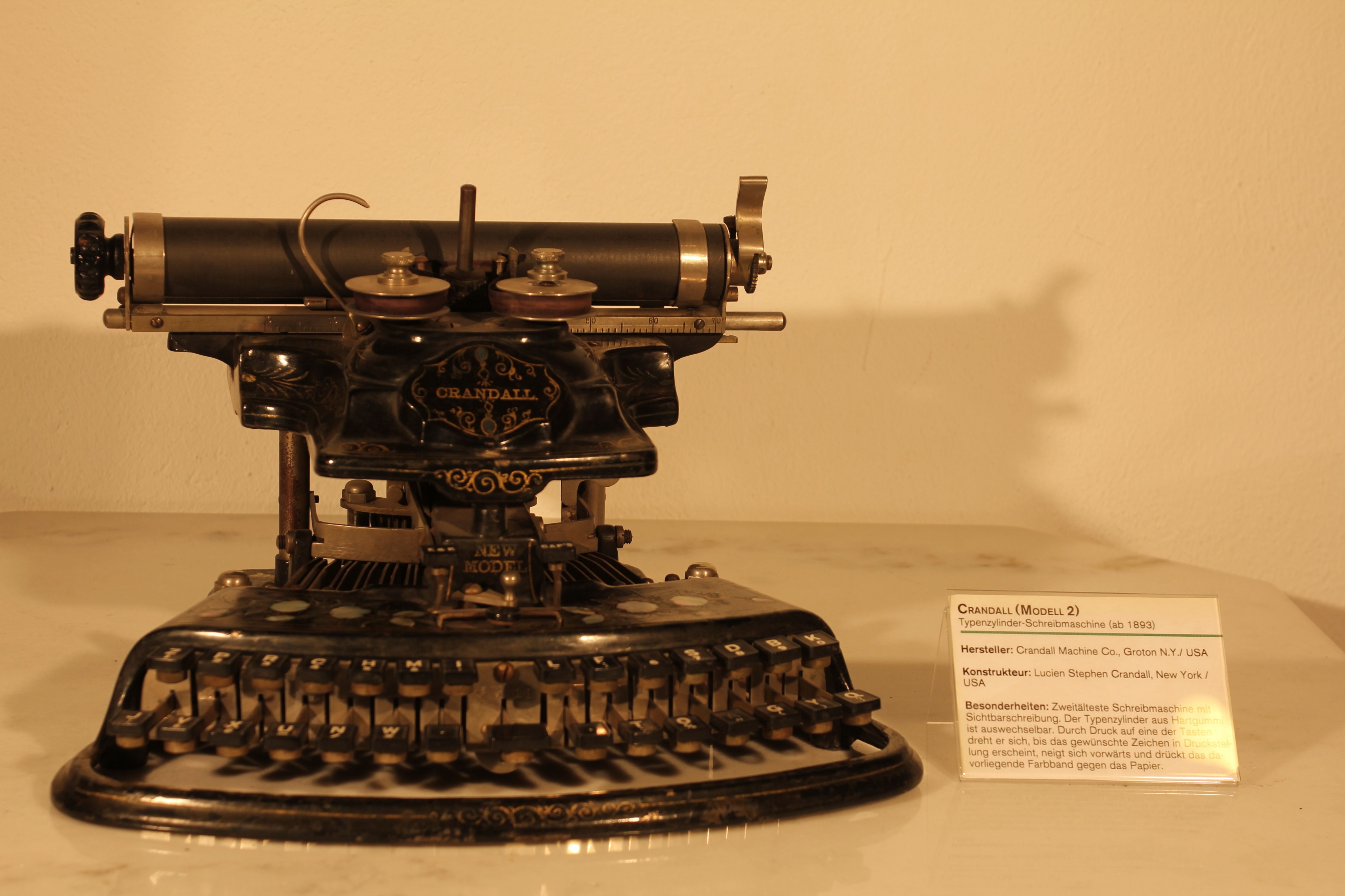 Schreibmaschine Crandall Modell 2 (Stiftung Deutsches Technikmuseum Berlin CC0)