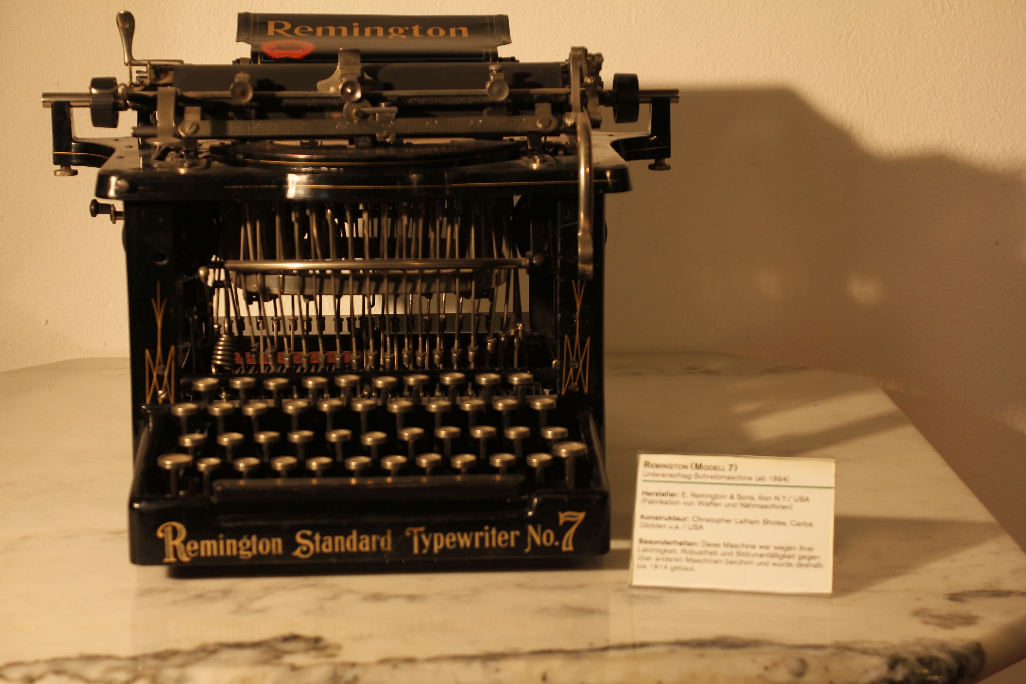 Typenhebel-Schreibmaschine Remington Mod. 7 (Stiftung Deutsches Technikmuseum Berlin CC0)