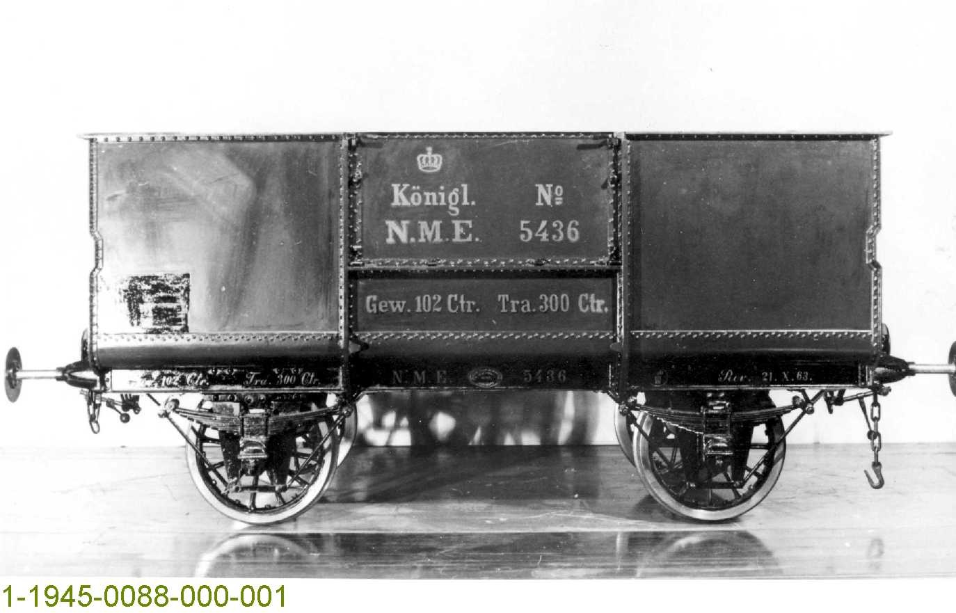 Kohlenwagen "NME 5436", ganzeisern, 1863, Modell 1:5 (Stiftung Deutsches Technikmuseum Berlin CC0)