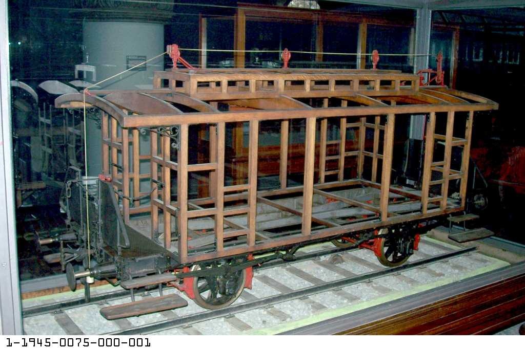 Wagenmodell mit Gewichtsbremse Bauart von Borries, Modell 1:5 (Stiftung Deutsches Technikmuseum Berlin CC0)
