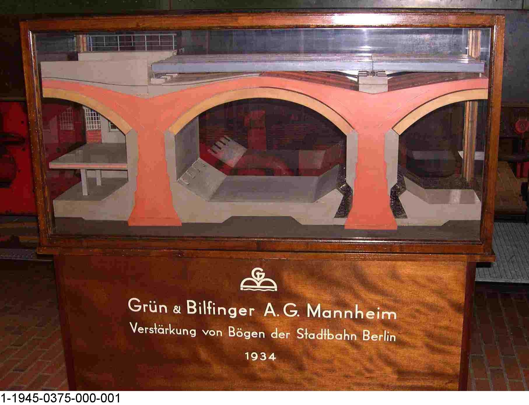 System "Grün & Bilfinger" zur Verstärkung der Berliner Stadtbahnbögen, Modell 1:20 (Stiftung Deutsches Technikmuseum Berlin CC0)
