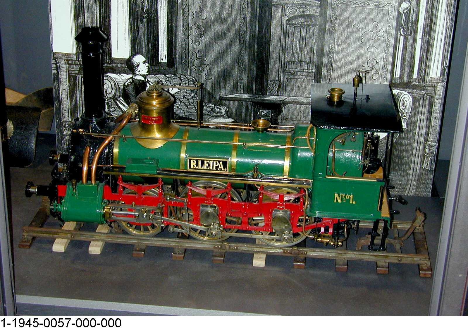 Schnellzuglok "B.LEIPA" der Böhmischen Nordbahn, Modell 1:12 (Stiftung Deutsches Technikmuseum Berlin CC0)