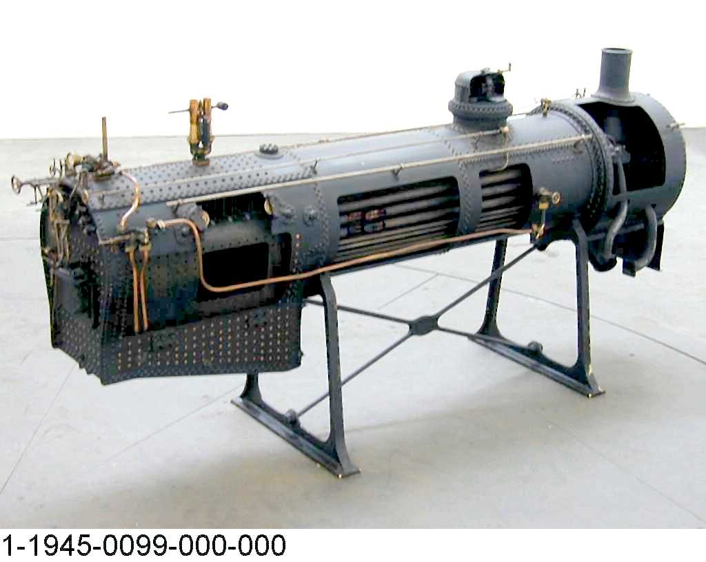 Heißdampfkessel der preußischen Schnellzug-Dampflok S 6 "601" mit Rauchröhrenüberhitzer, Modell 1:5 (Stiftung Deutsches Technikmuseum Berlin CC0)