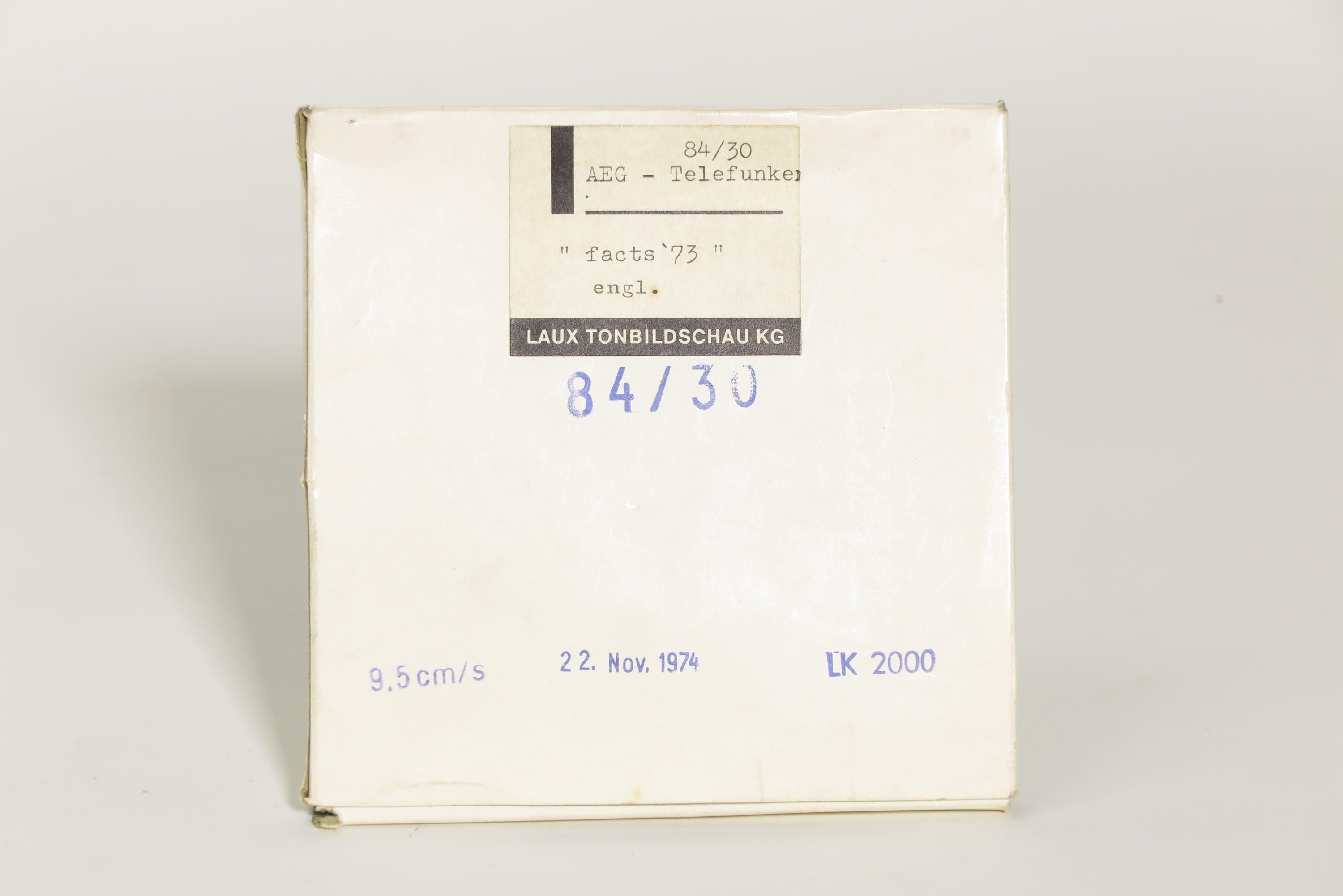 Zubehör zu Tonbildautomat LK 2000 mit Kindermann Filmprojektor und Telefunken Magnetophon 300 TS, Verpackung Bandspule (Deutsches Technikmuseum CC BY)
