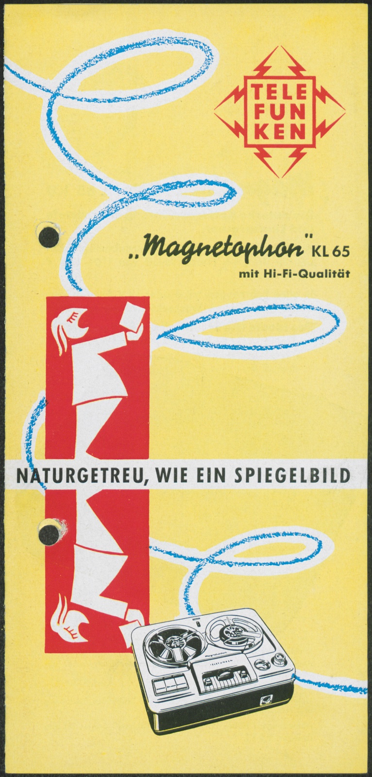 Werbeprospekt: Magnetophon KL65 mit HI-Fi-Qualität; Naturgetreu, wie ein Spiegelbild (Stiftung Deutsches Technikmuseum Berlin CC0)
